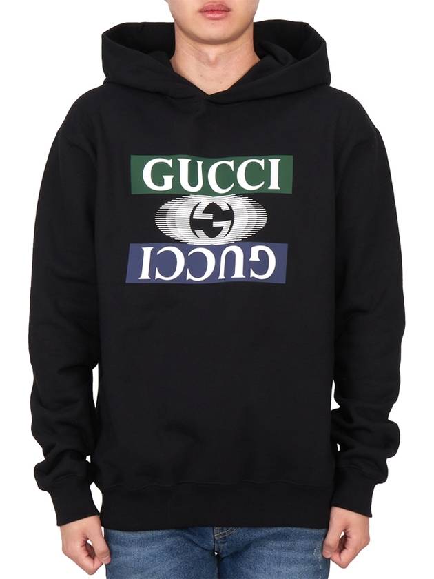 Luxury Gucci Trending 2025 Interlocking G Shadow Print Cotton Jersey Hoodie Black