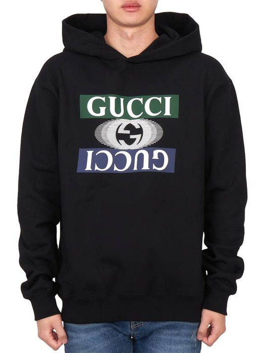 Luxury Gucci Trending 2025 Interlocking G Shadow Print Cotton Jersey Hoodie Black