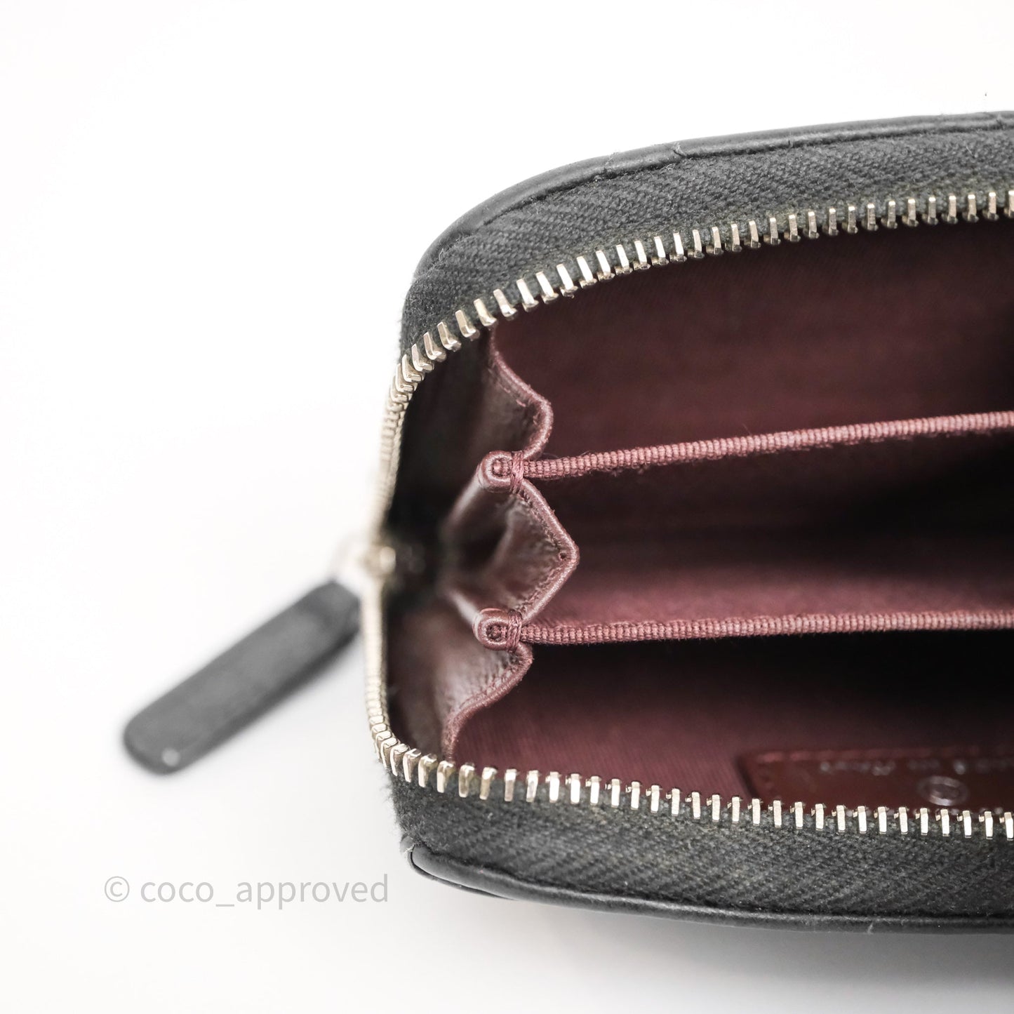 Chanel Classic Zipped Coin Purse Black Caviar Silver Hardware