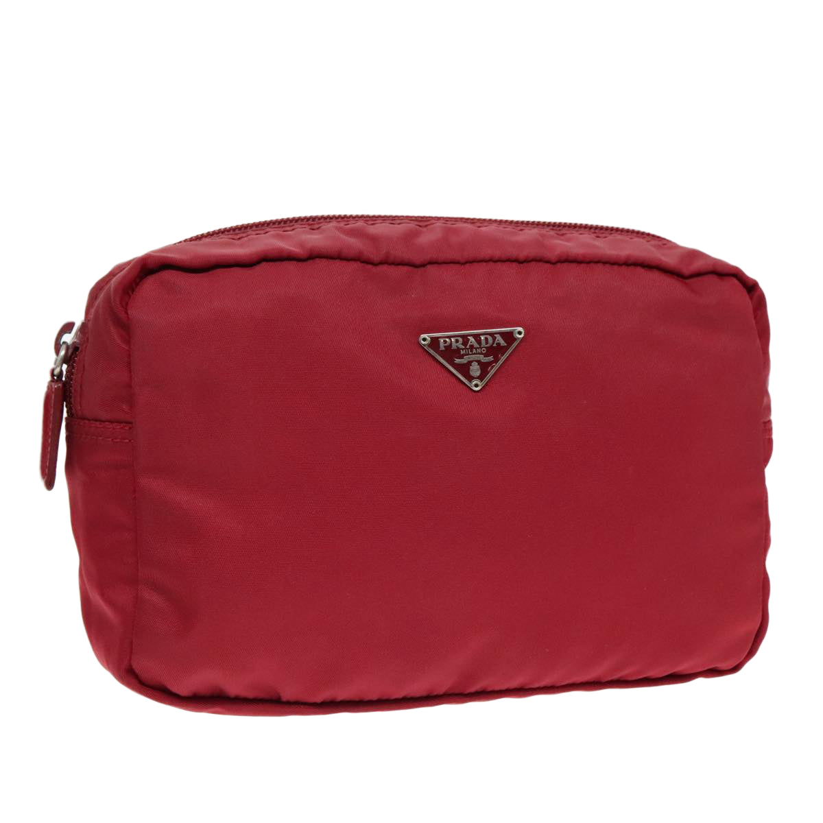 Luxury Prada Pouch Nylon Red Silver  93043