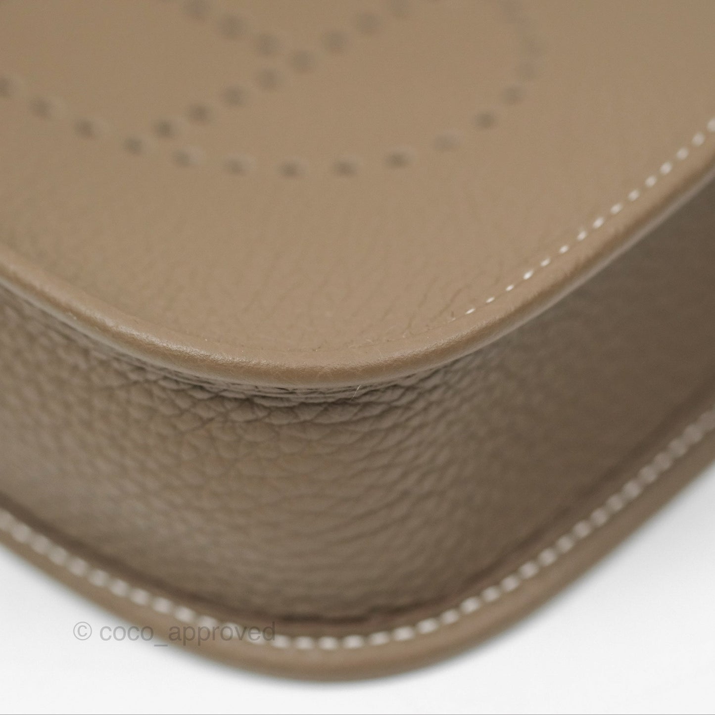 Hermès Mini Evelyne Etoupe Clemence Gold Hardware with Bleu Indigo Strap