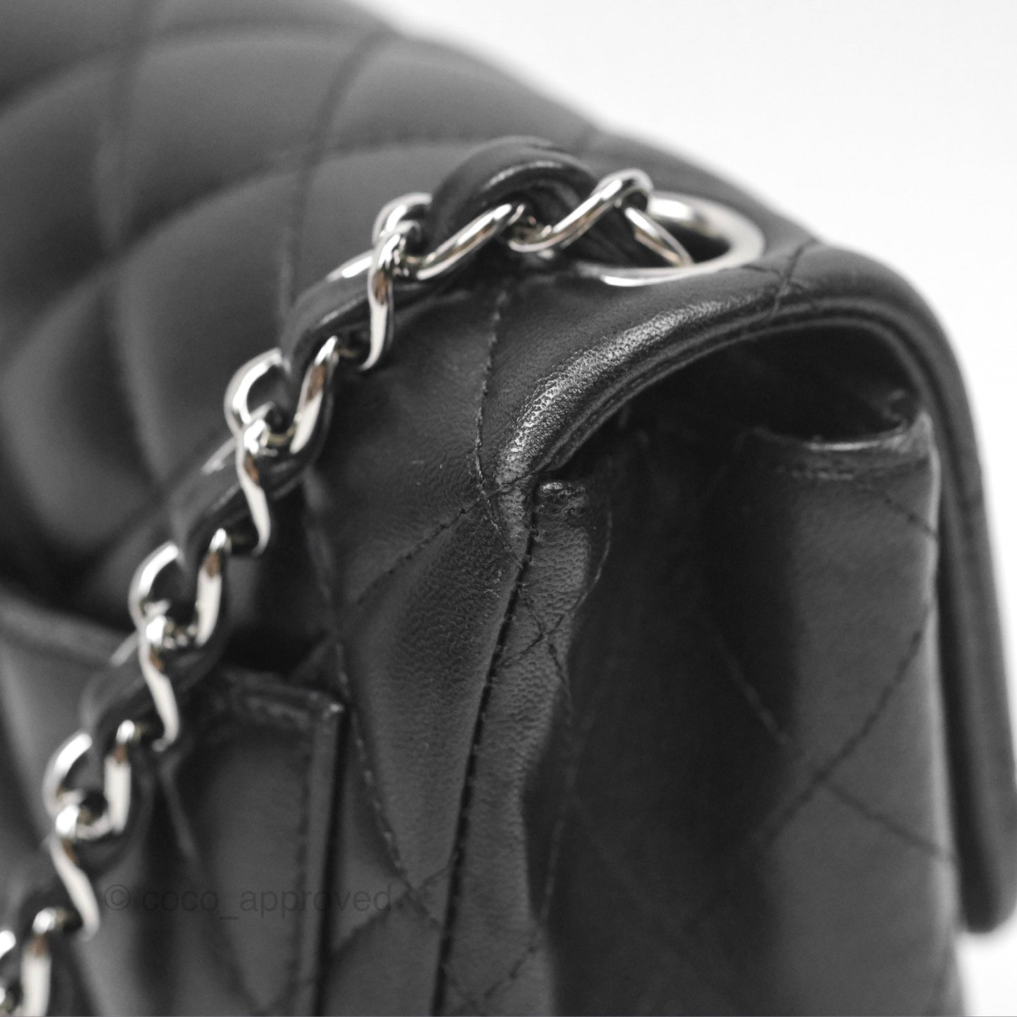 Chanel Mini Square Flap Quilted Black Lambskin Silver Hardware