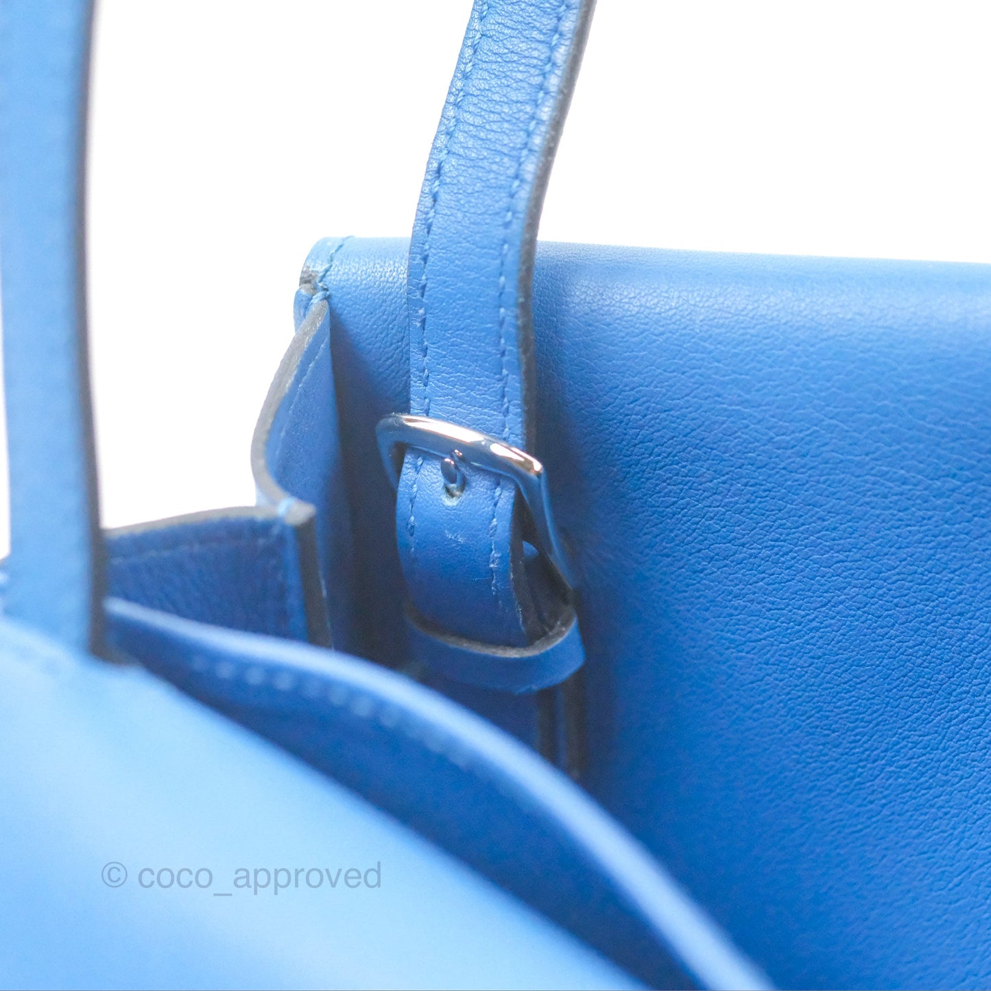 Hermès Halzan 22 Mini Bleu Zellige Swift Palladium Hardware
