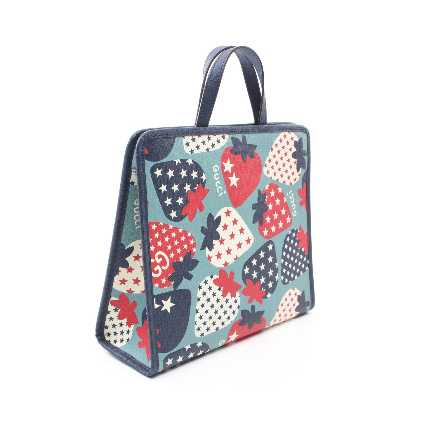 Luxury Gucci Trending 2025 Children's Strawberry Handbag Tote bag PVC Leather Turquoise blue Navy Multicolor