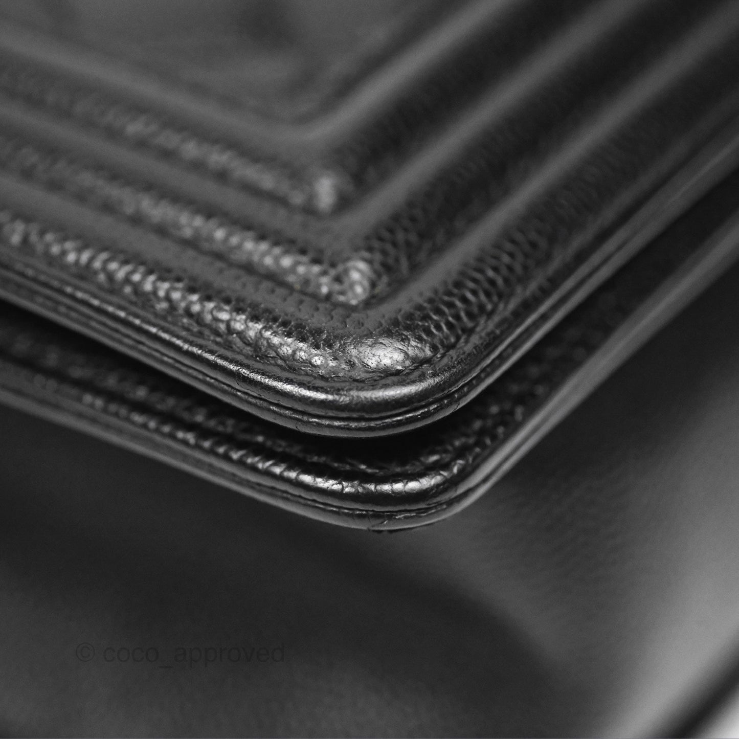 Chanel Medium Boy Quilted Black Caviar Ruthenium Hardware