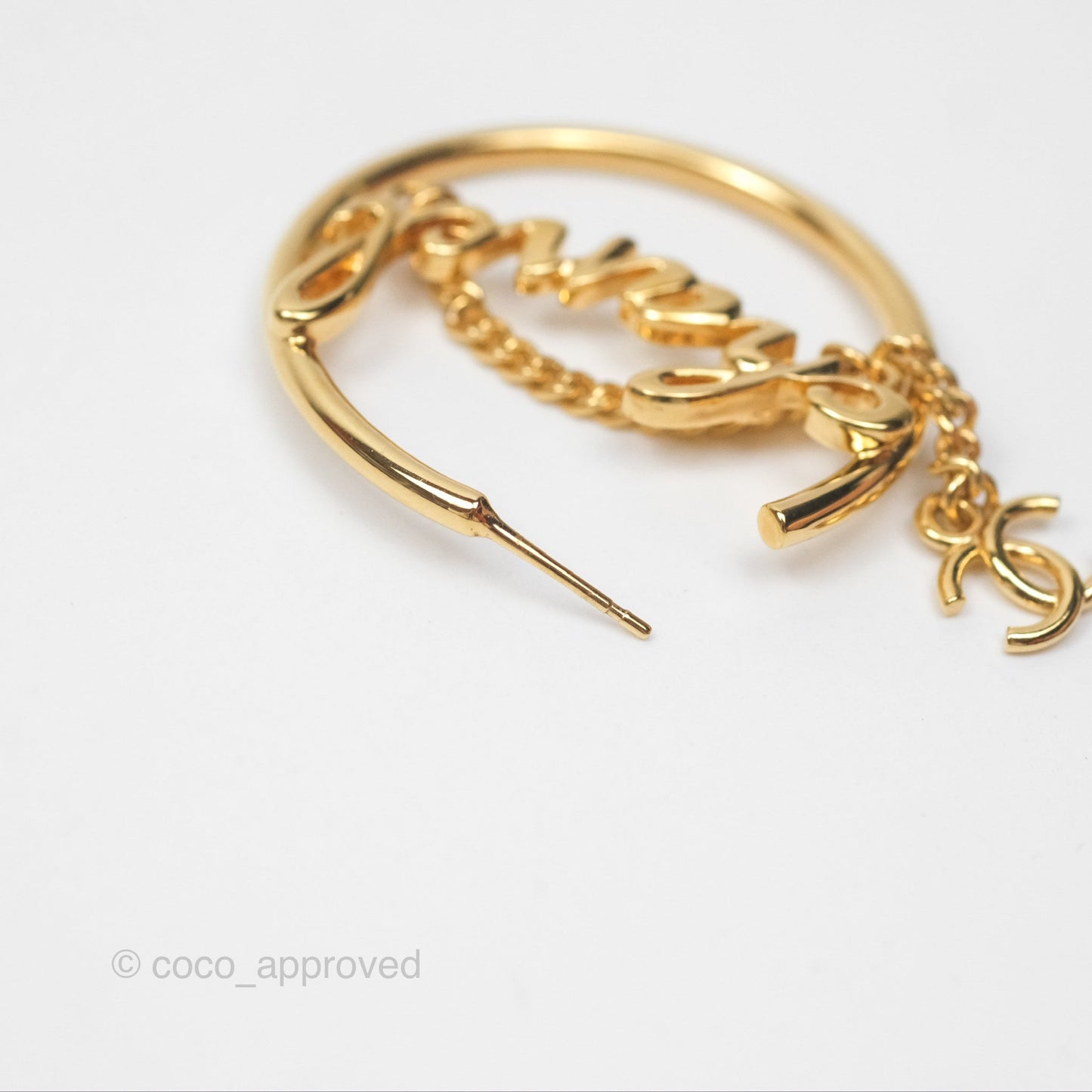 Chanel CC Logo Hoop Earrings Gold Tone 24C