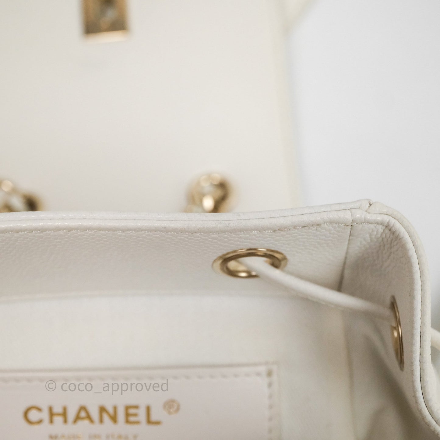 Chanel Quilted Business Affinity Backpack Ivory White Caviar Gold Hardware