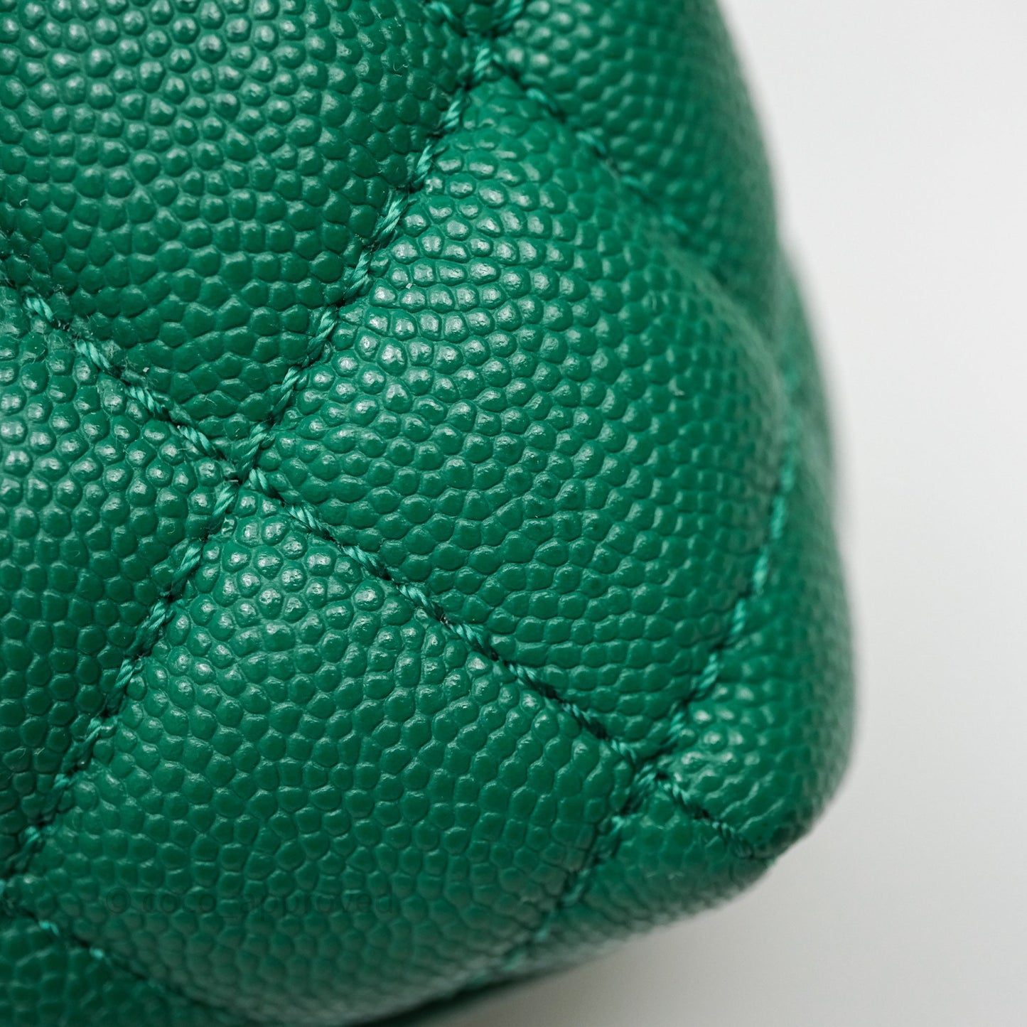Chanel Mini Coco Handle Quilted Green Caviar Gold Hardware