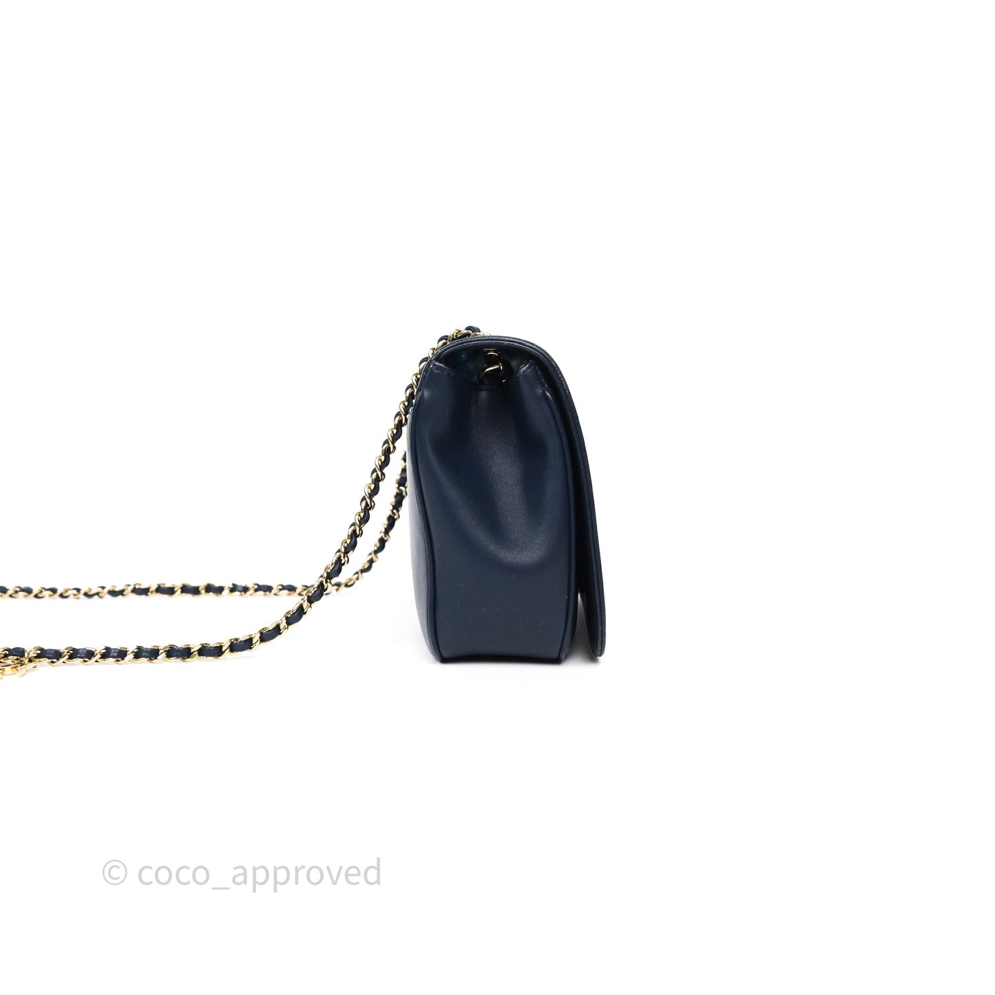 Chanel CC Mania Flap Bag Navy Lambskin Gold Hardware