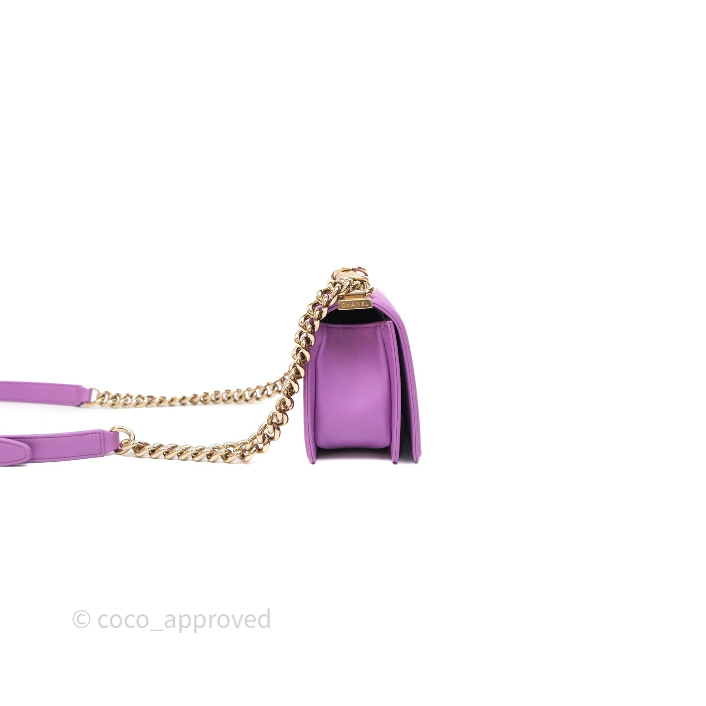 Chanel Chevron Small Boy Purple Calfskin Gold Hardware