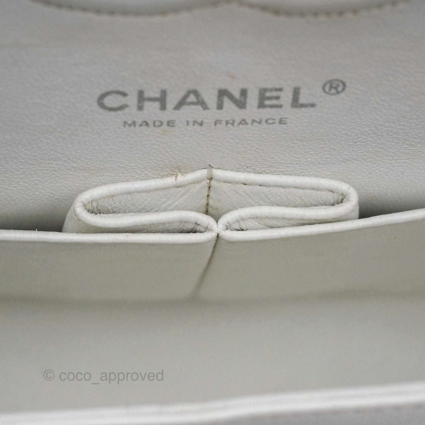 Chanel Classic M/L Medium Double Flap White Caviar Silver Hardware
