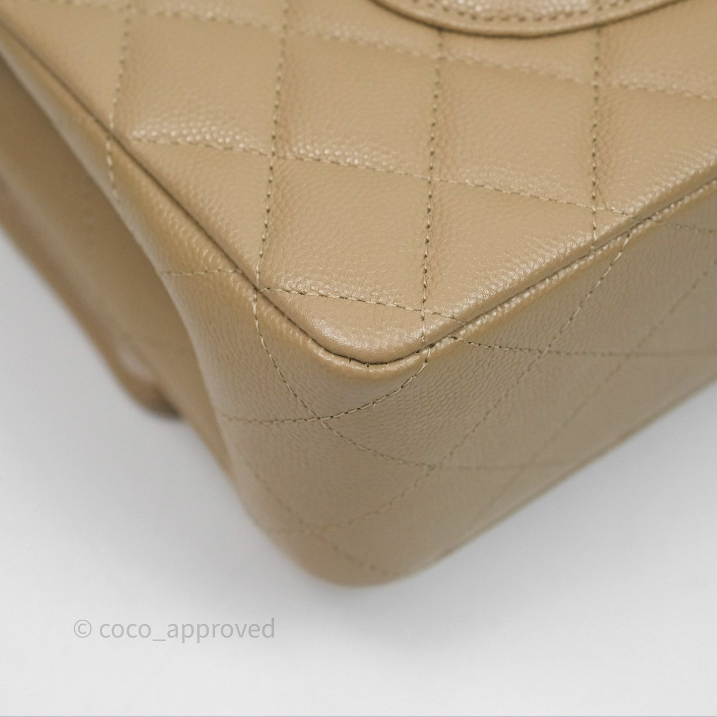 Chanel Classic M/L Medium Flap Quilted Dark Beige Caviar Gold Hardware