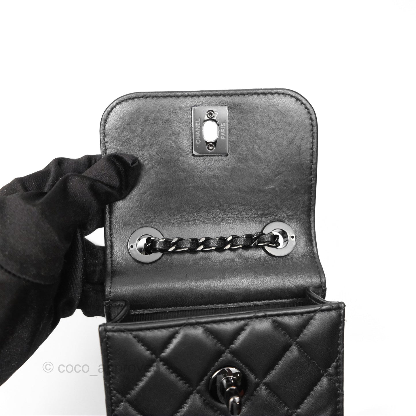 Chanel Mini Trendy CC Clutch With Chain Quilted So Black Lambskin