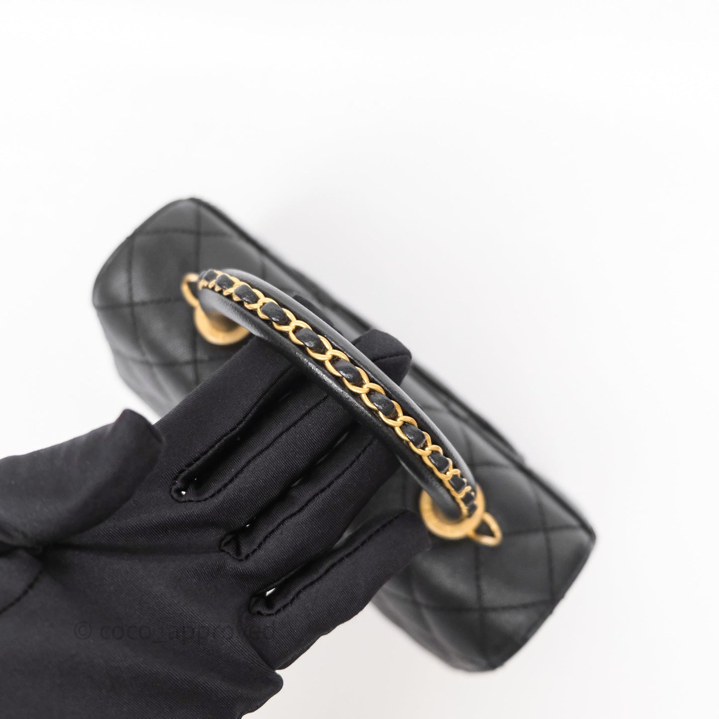 Chanel Small Coco Handle Black Caviar Aged Gold Hardware Braided Handle