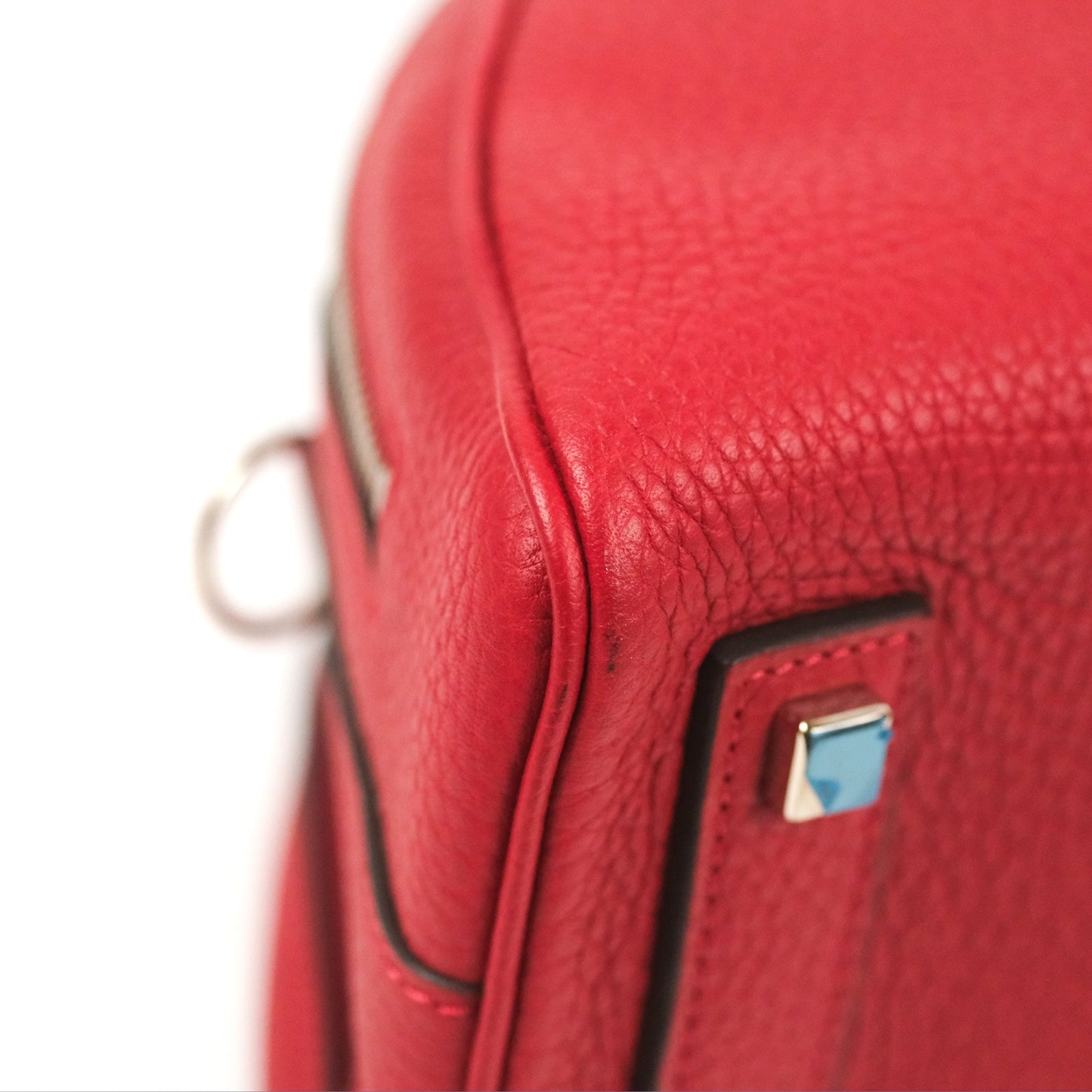 Moynat Swing Bag Red Grained Leather Silver Hardware