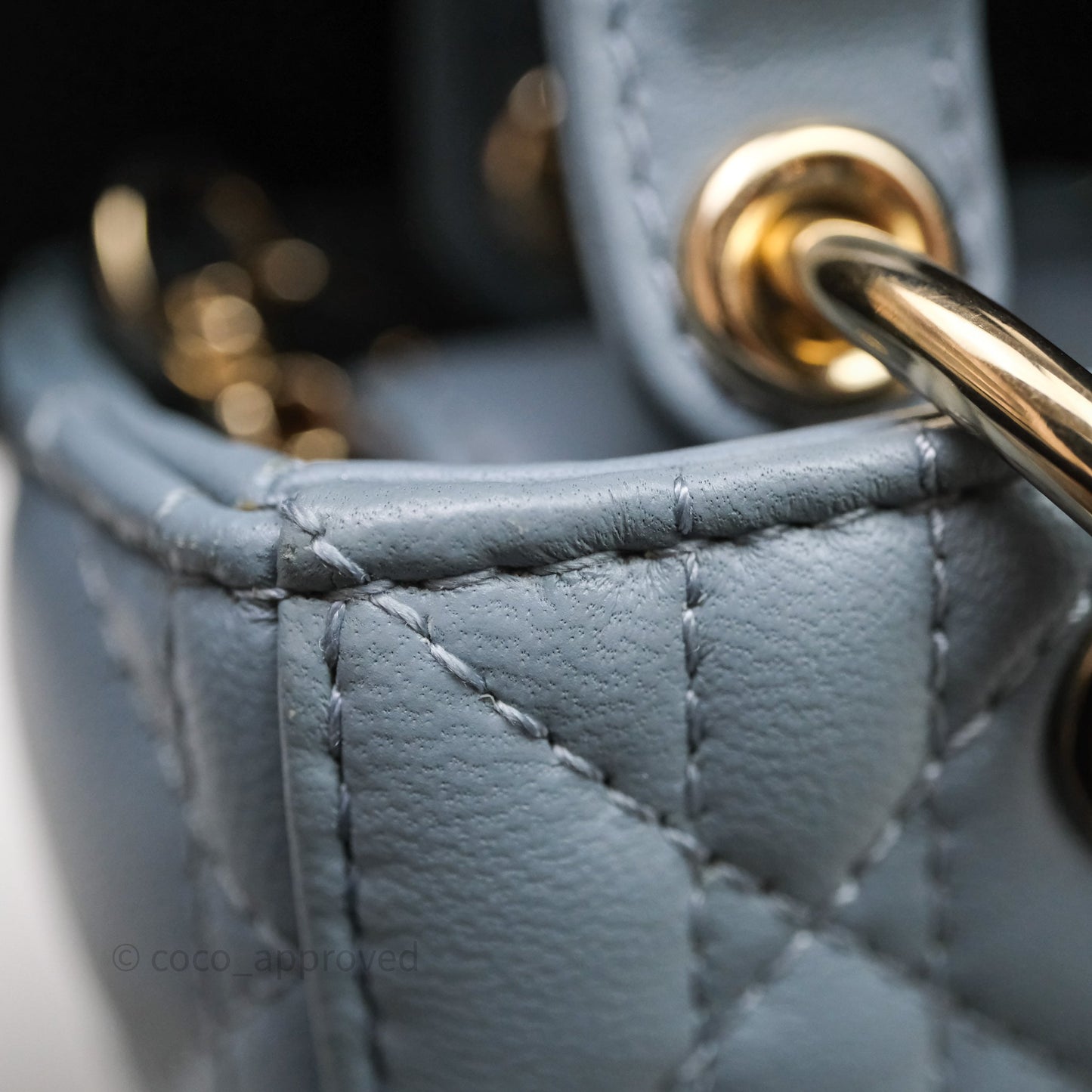 Christian Dior Micro Lady D-Joy Bag Blue Cannage Lambskin Light Gold Hardware