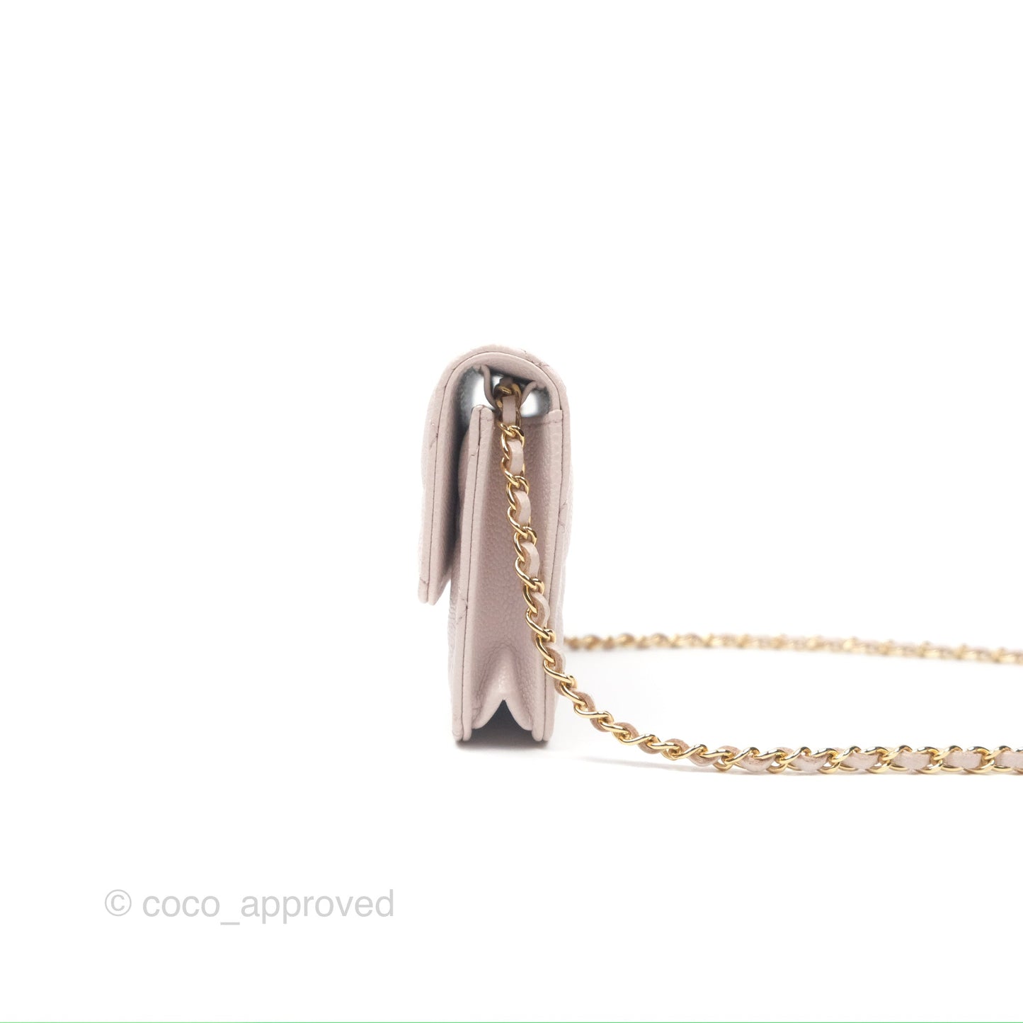 Chanel Miss Coco Clutch With Chain Quilted Lilac Pink Caviar Gold Hardware