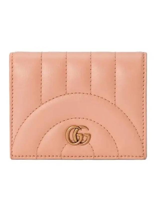 Luxury Gucci Trending 2025 GG Marmont Matelasse Card Wallet Peach