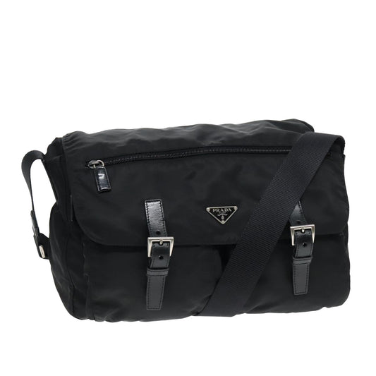 Luxury Prada Shoulder Bag Nylon Black Silver  93215