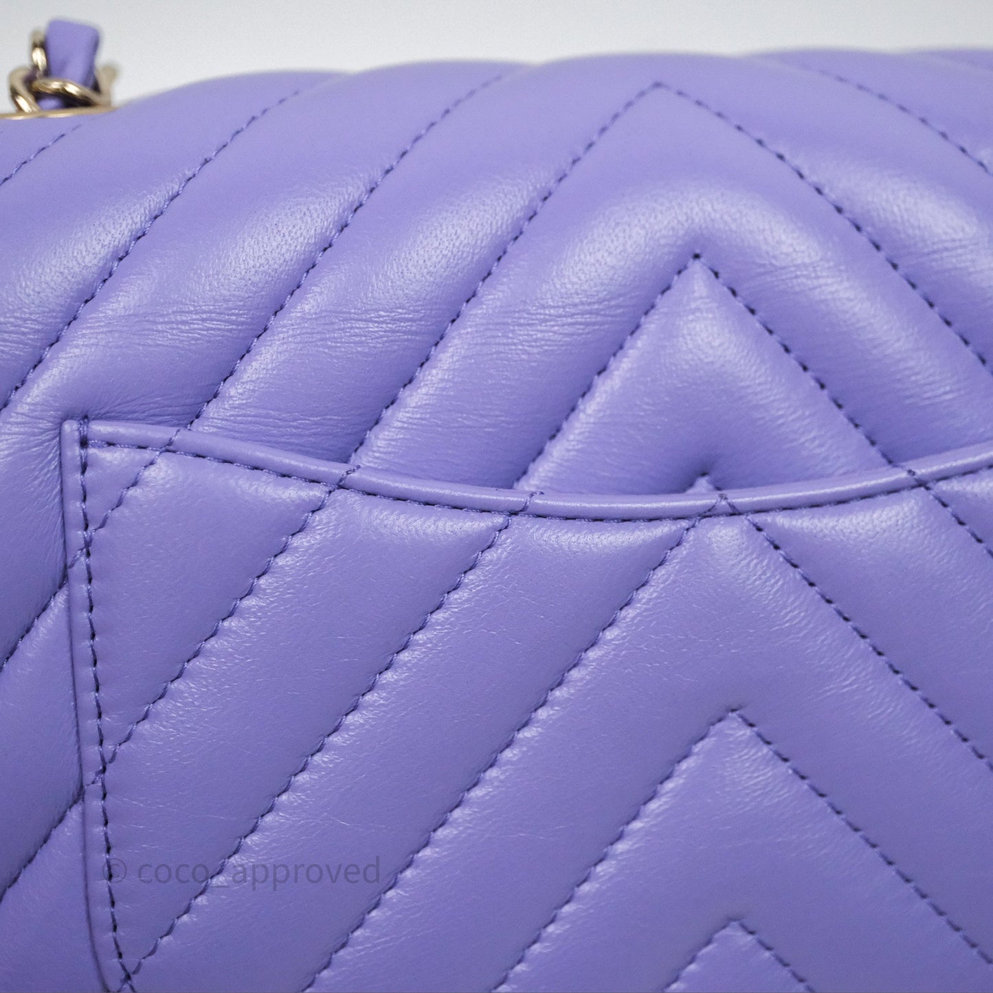 Chanel Quilted Mini Rectangular Chevron Purple Lambskin Gold Hardware