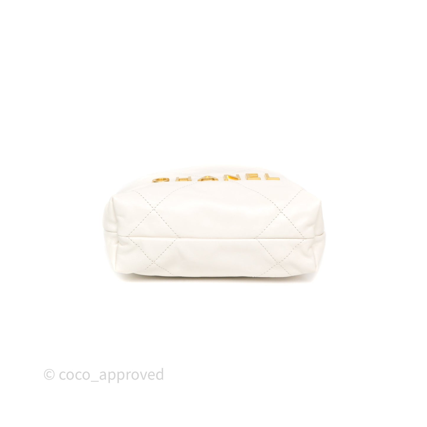 Chanel 22 Mini Bag White Calfskin Aged Gold Hardware