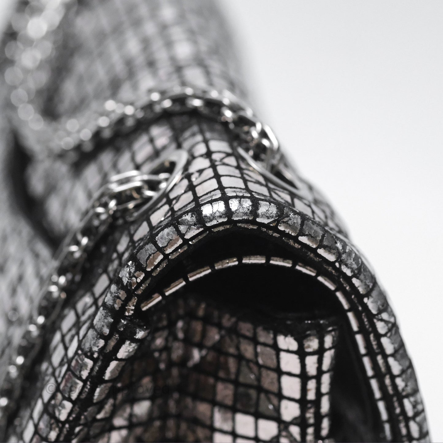 Chanel Mirror Reissue 2.55 Quilted Silver Suede Calfskin Gun Metal Hardware