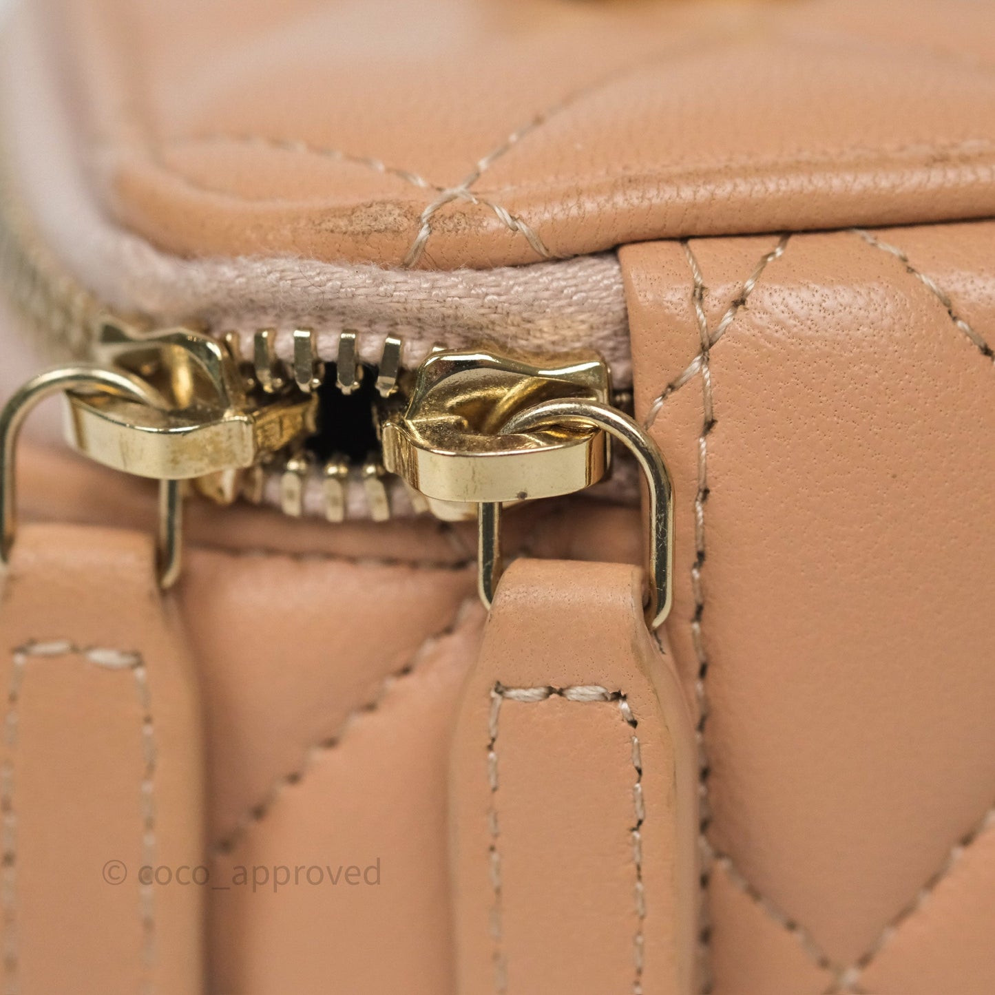 Chanel Top Handle Vanity with Chain Beige Lambskin Aged Gold Hardware
