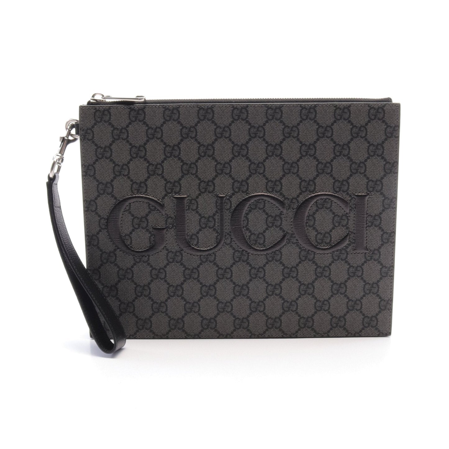 Luxury Gucci Trending 2025 GG Supreme Clutch bag Logo PVC Leather Gray Black