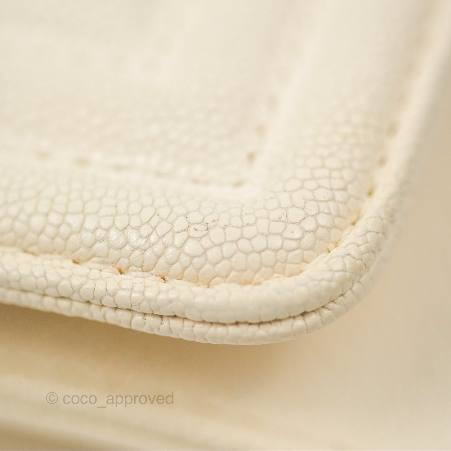 Chanel Medium Boy Quilted Ivory Caviar Aged Gold Hardware