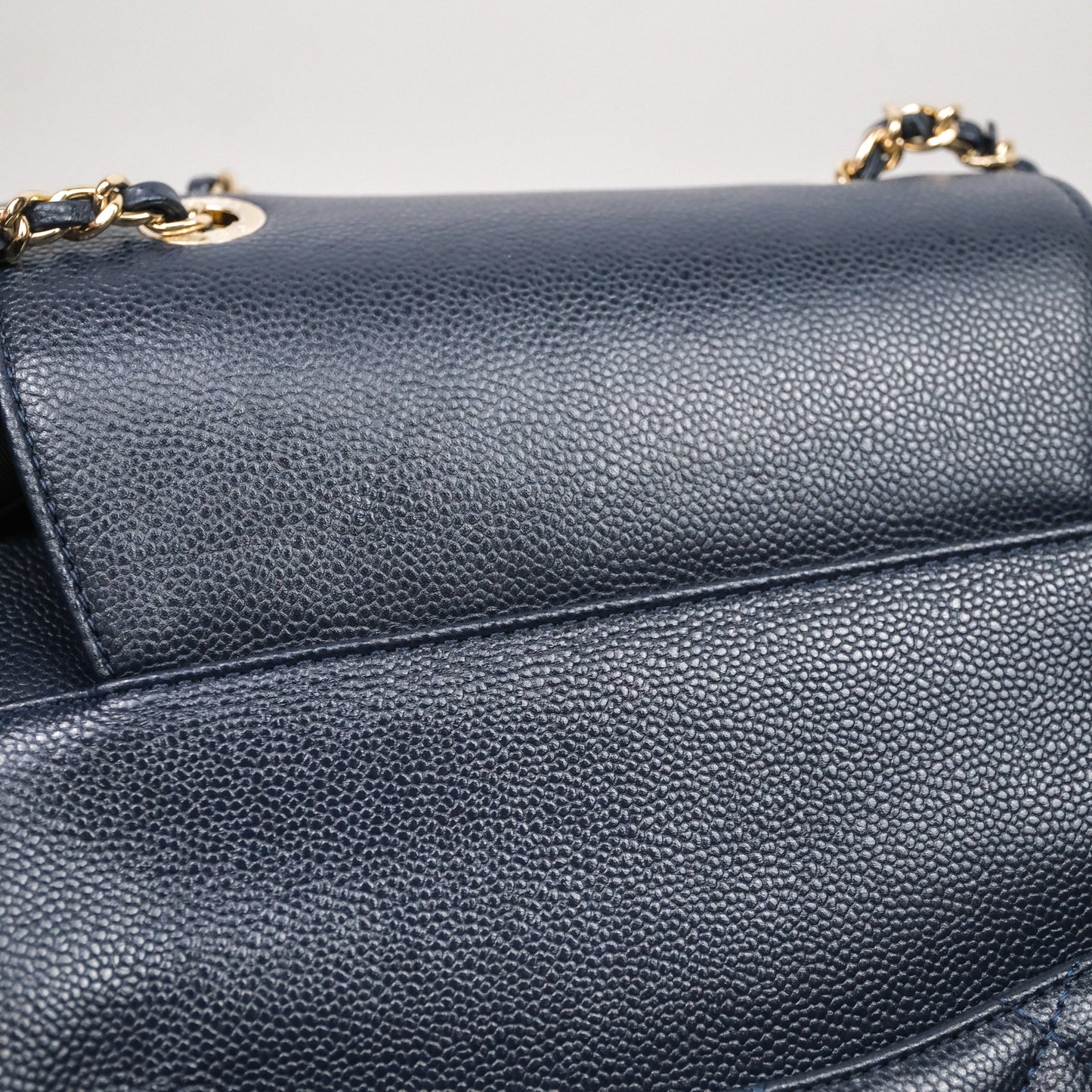Chanel Quilted Business Affinity Backpack Navy Caviar Light Gold Hardware
