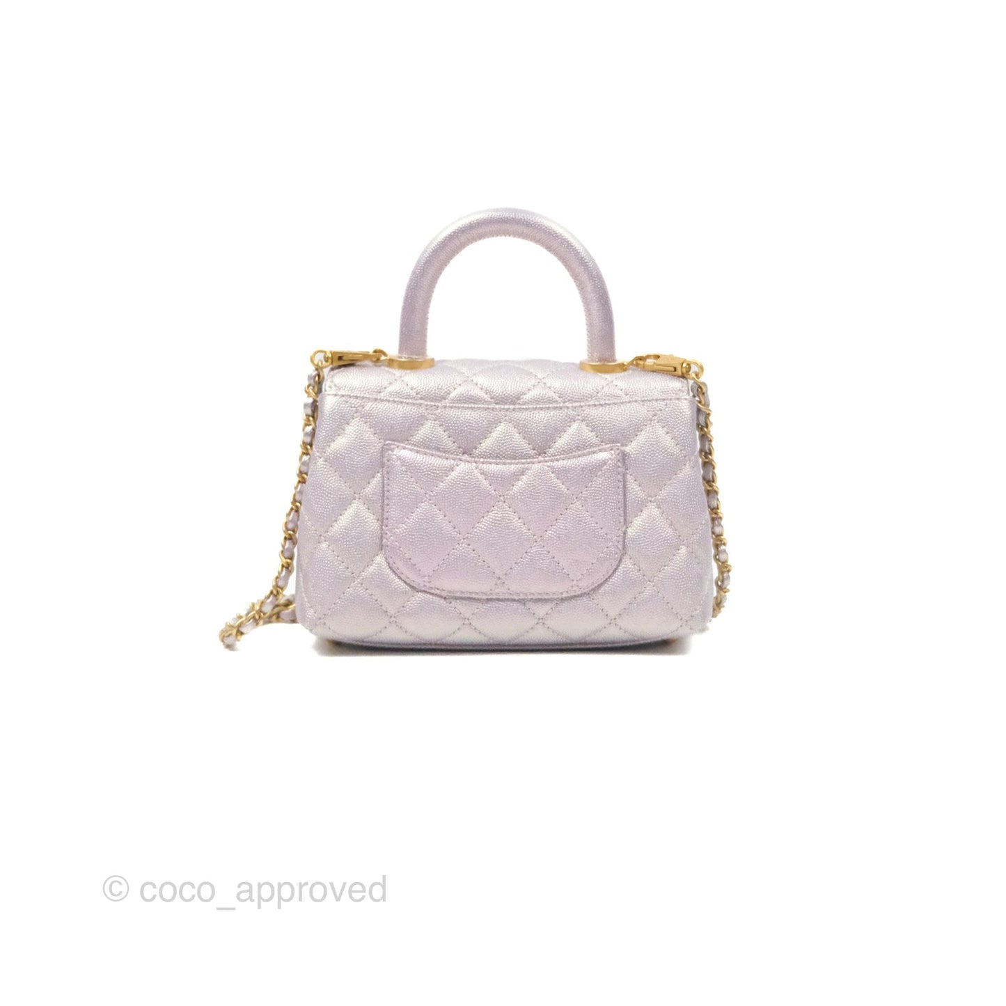 Chanel Mini Coco Handle Quilted Iridescent Purple Caviar Gold Hardware