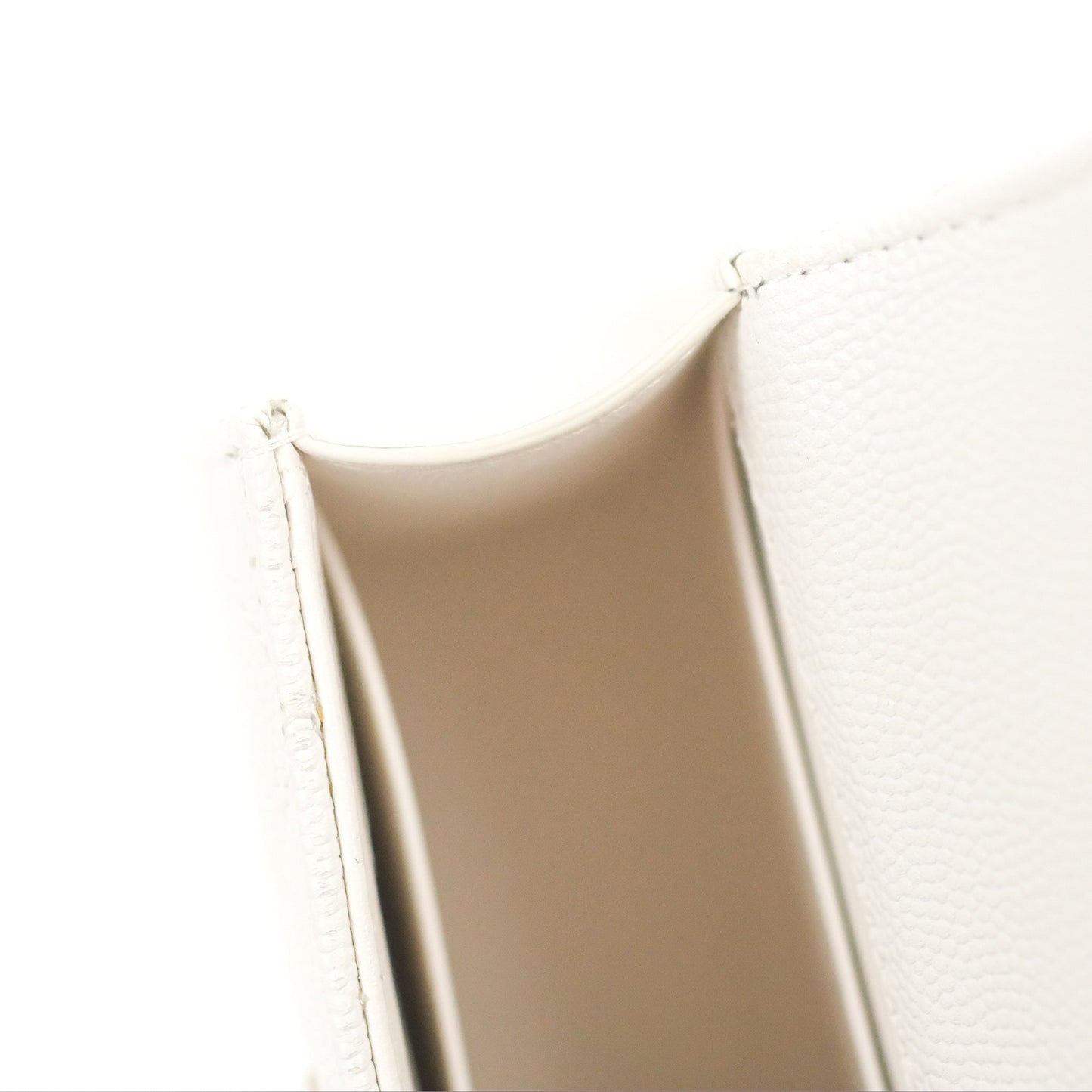 Chanel Mini Top Handle Clutch with Chain White Caviar Light Gold Hardware 23P