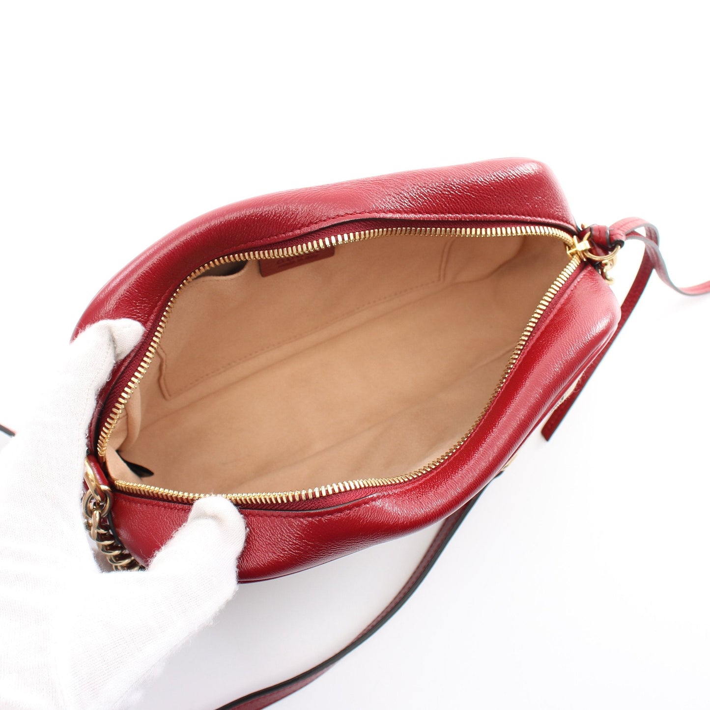 Luxury Gucci Trending 2025 GG Marmont Chain shoulder bag Canvas Leather Beige Red