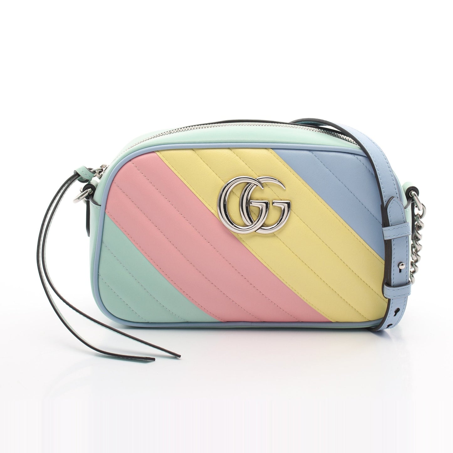Luxury Gucci Trending 2025 GG Marmont Chain shoulder bag Leather Blue green Multicolor