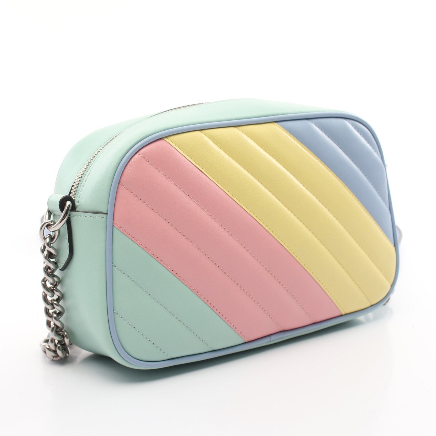 Luxury Gucci Trending 2025 GG Marmont Chain shoulder bag Leather Blue green Multicolor