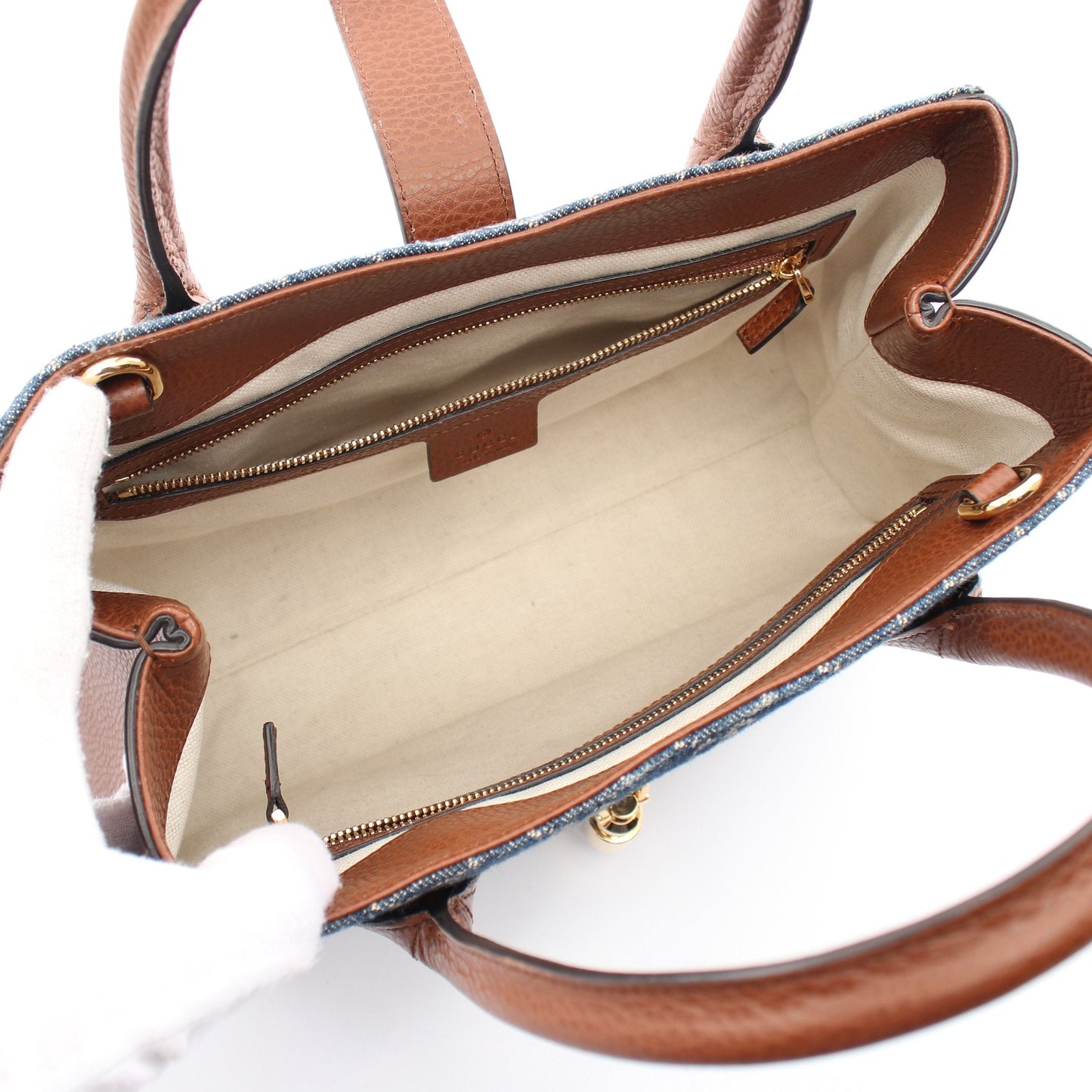 Luxury Gucci Trending 2025 Jackie 1961 GG pattern Handbag Denim Leather Navy Beige Brown 2WAY