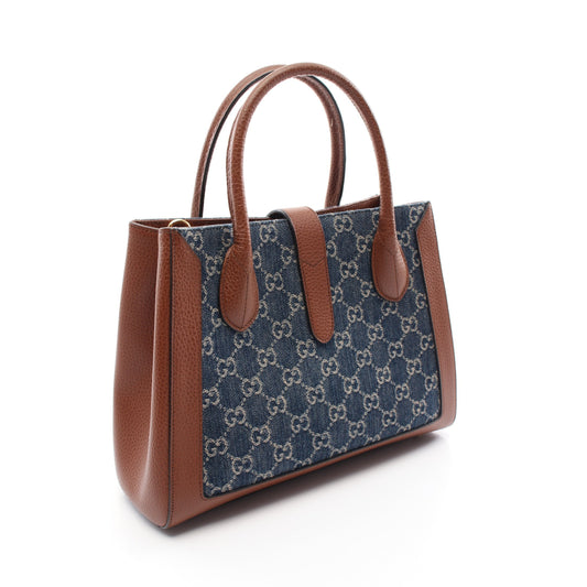 Luxury Gucci Trending 2025 Jackie 1961 GG pattern Handbag Denim Leather Navy Beige Brown 2WAY