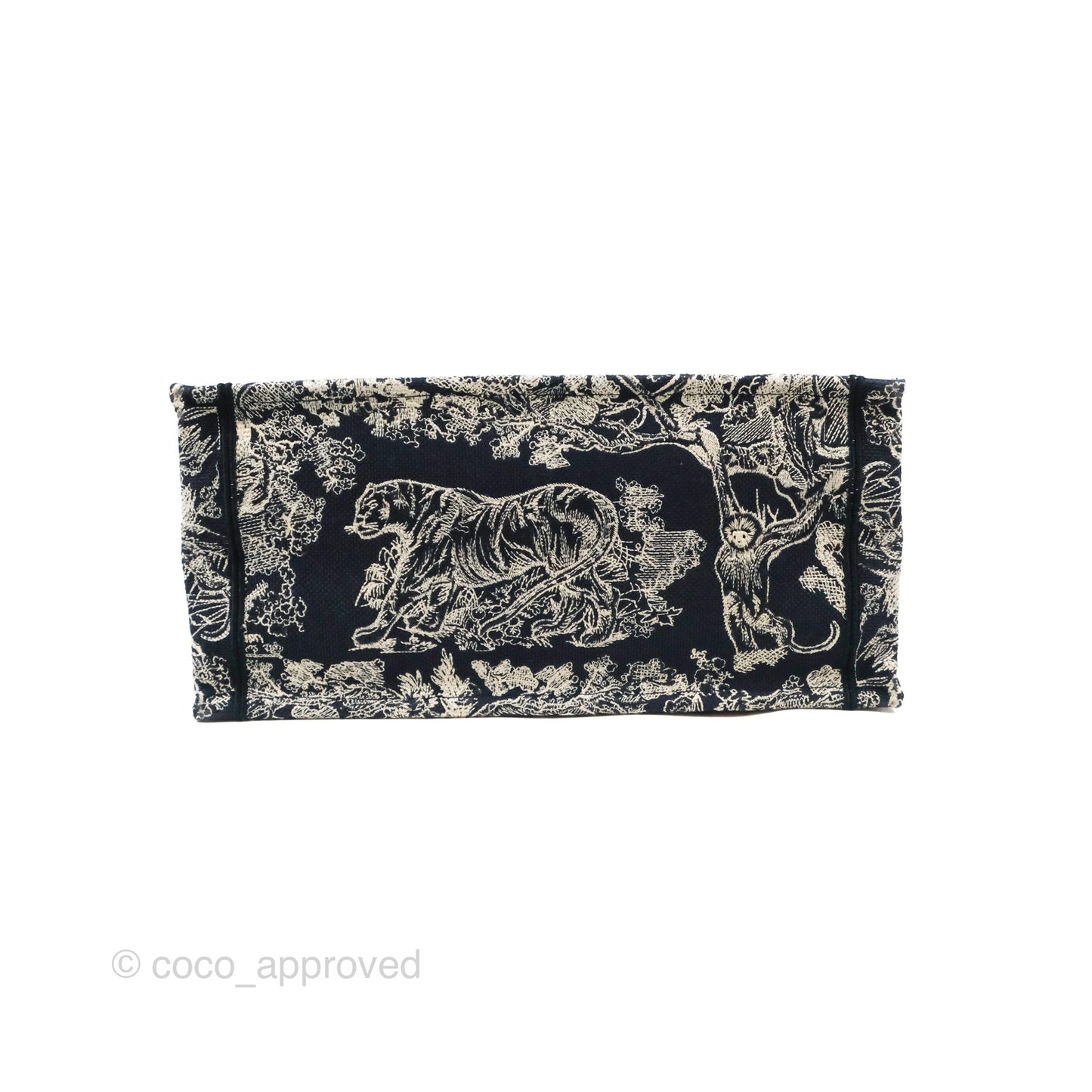 Christian Dior Embroidered Toile De Jouy Small Canvas Book Tote Navy