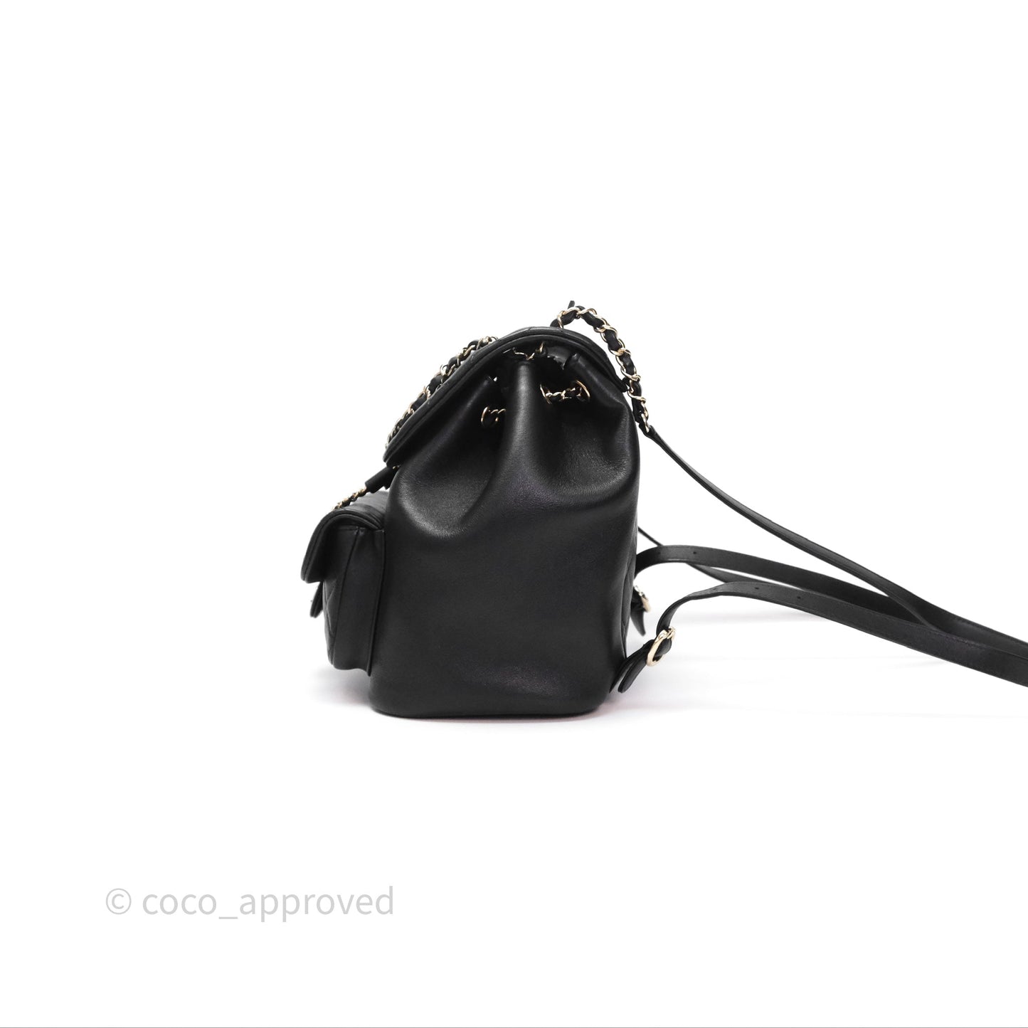 Chanel Quilted Large Duma Drawstring Backpack Black Calfskin