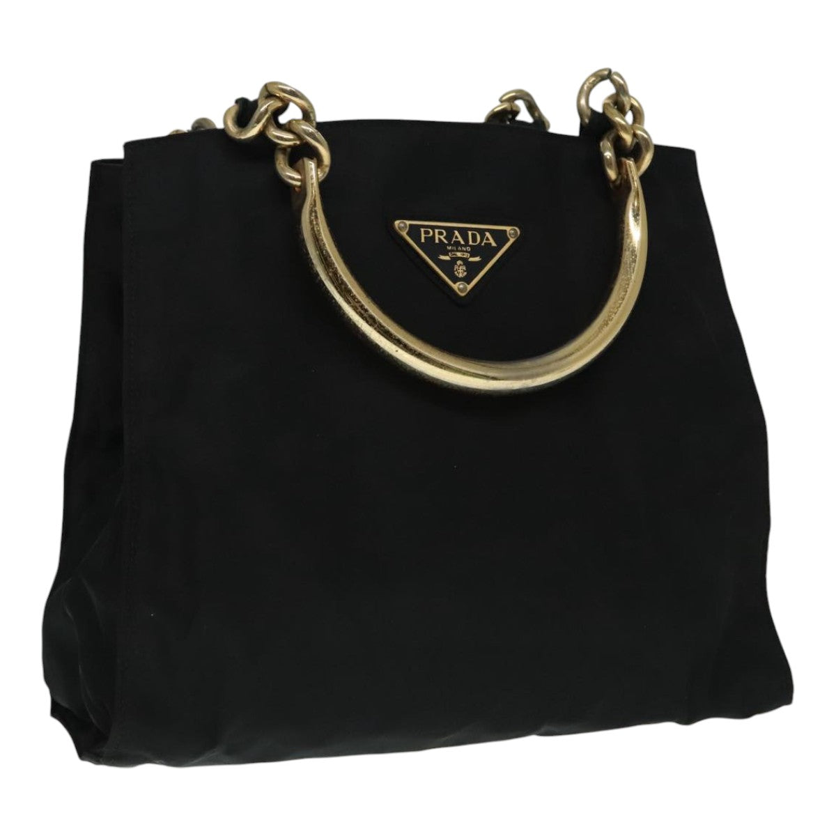 Luxury Prada Hand Bag Nylon Black Gold  93333
