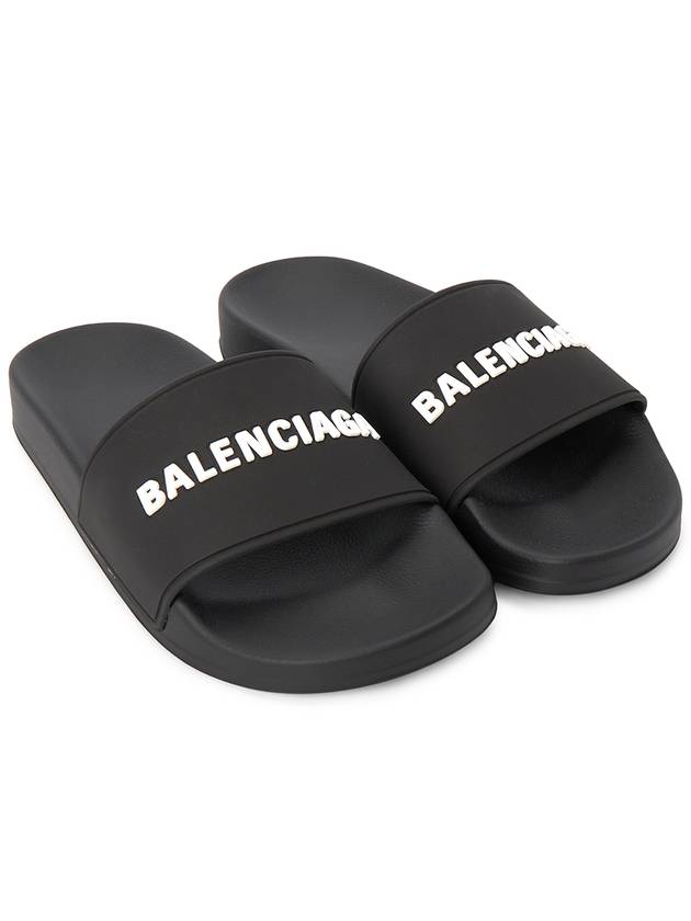 Luxury Balenciaga Logo Slippers Black