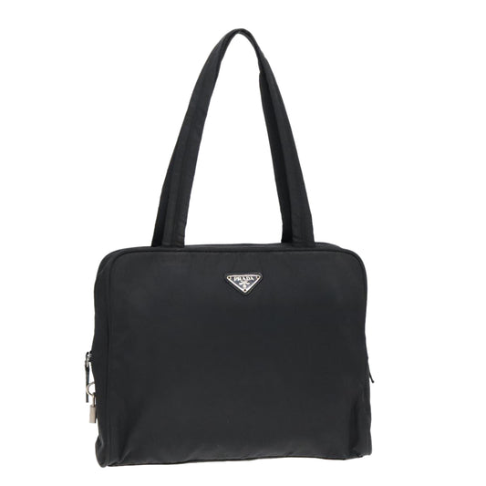 Luxury Prada Hand Bag Nylon Black Silver  93363