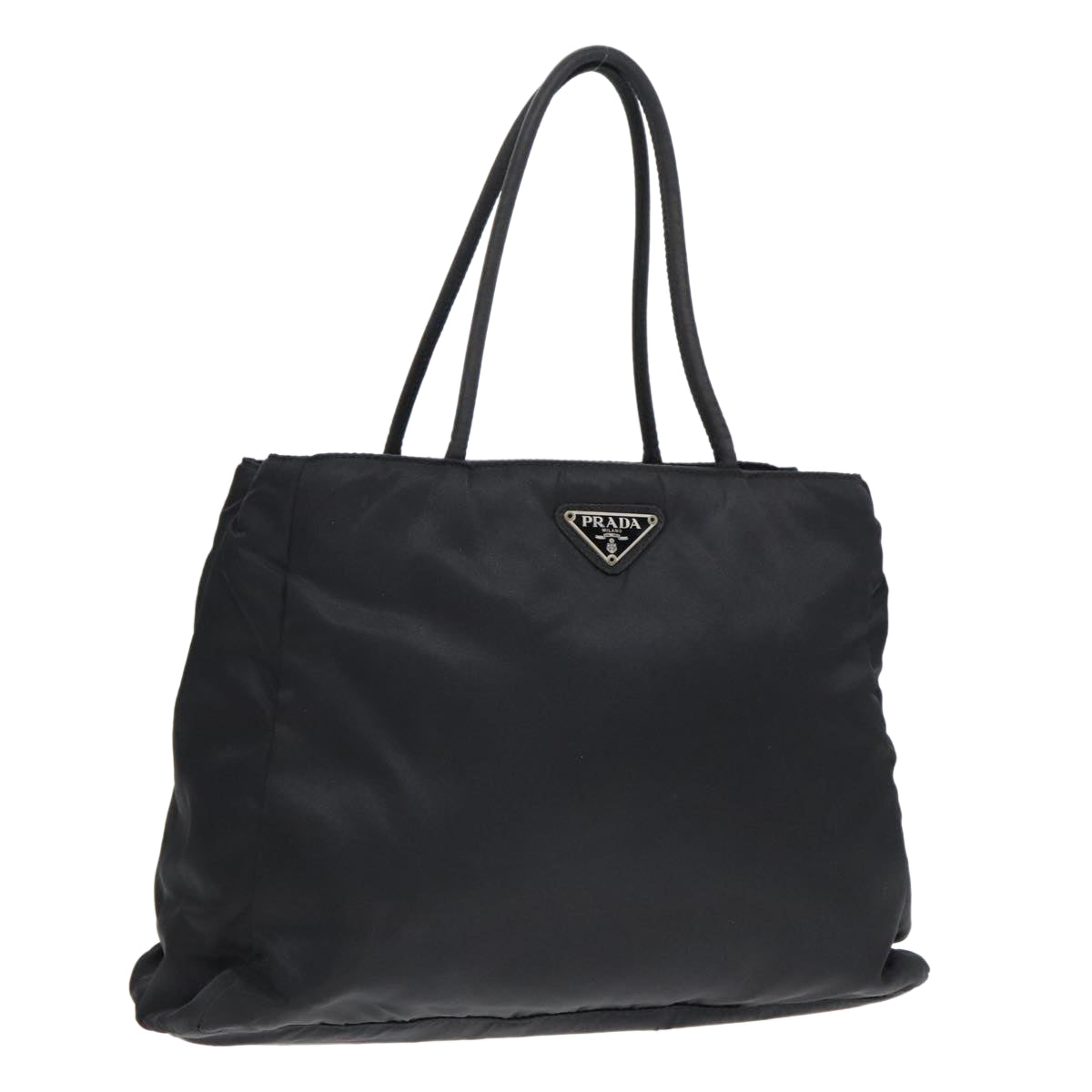 Luxury Prada Hand Bag Nylon Black Silver  93365