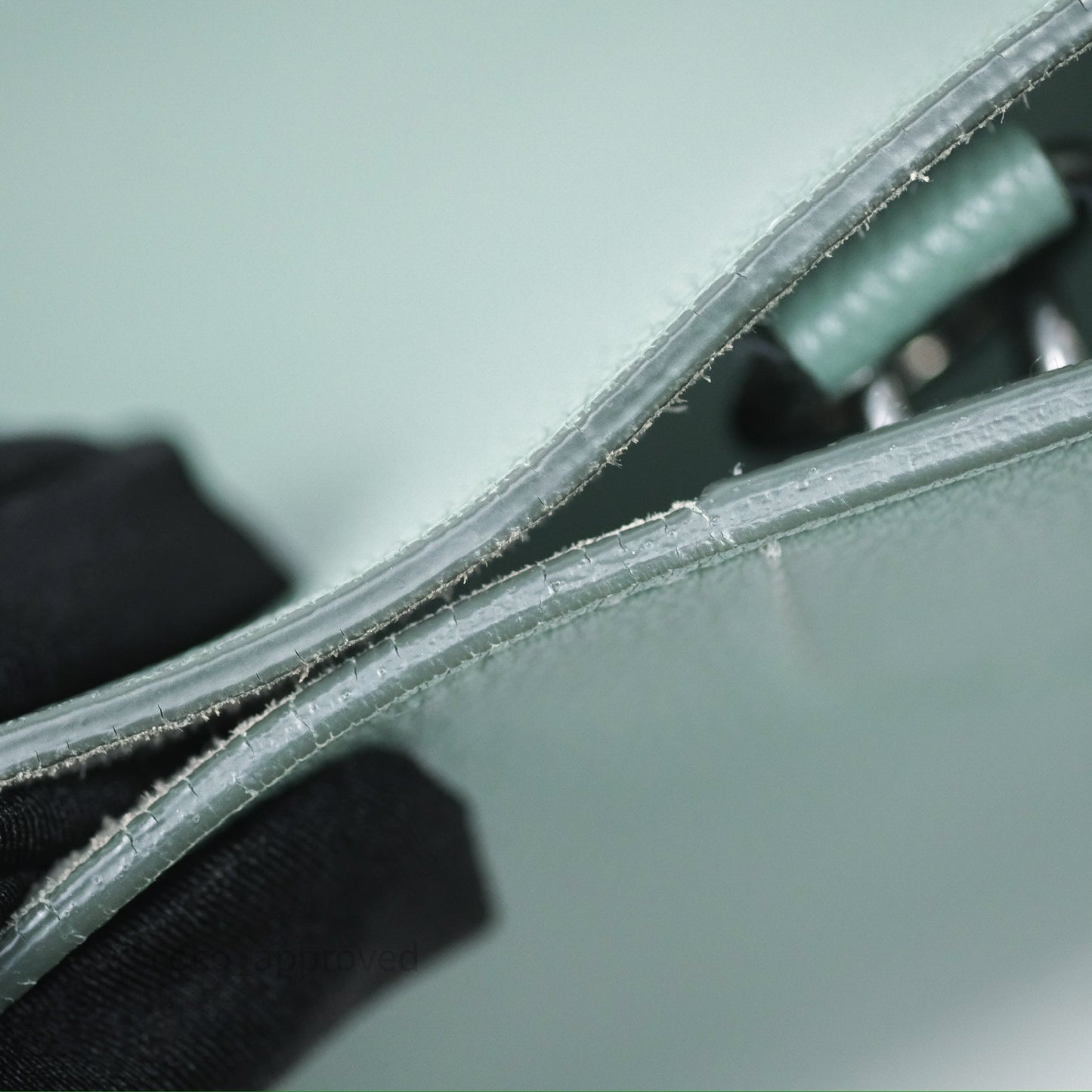 Celine Small Sangle Bucket Bag Light Green Celadon Grained Calfskin Silver Hardware