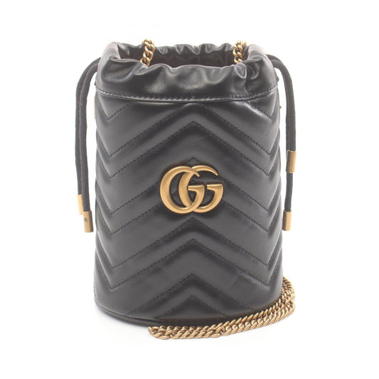 Luxury Gucci Trending 2025 GG Marmont Mini Bucket Bag Shoulder bag Leather Black