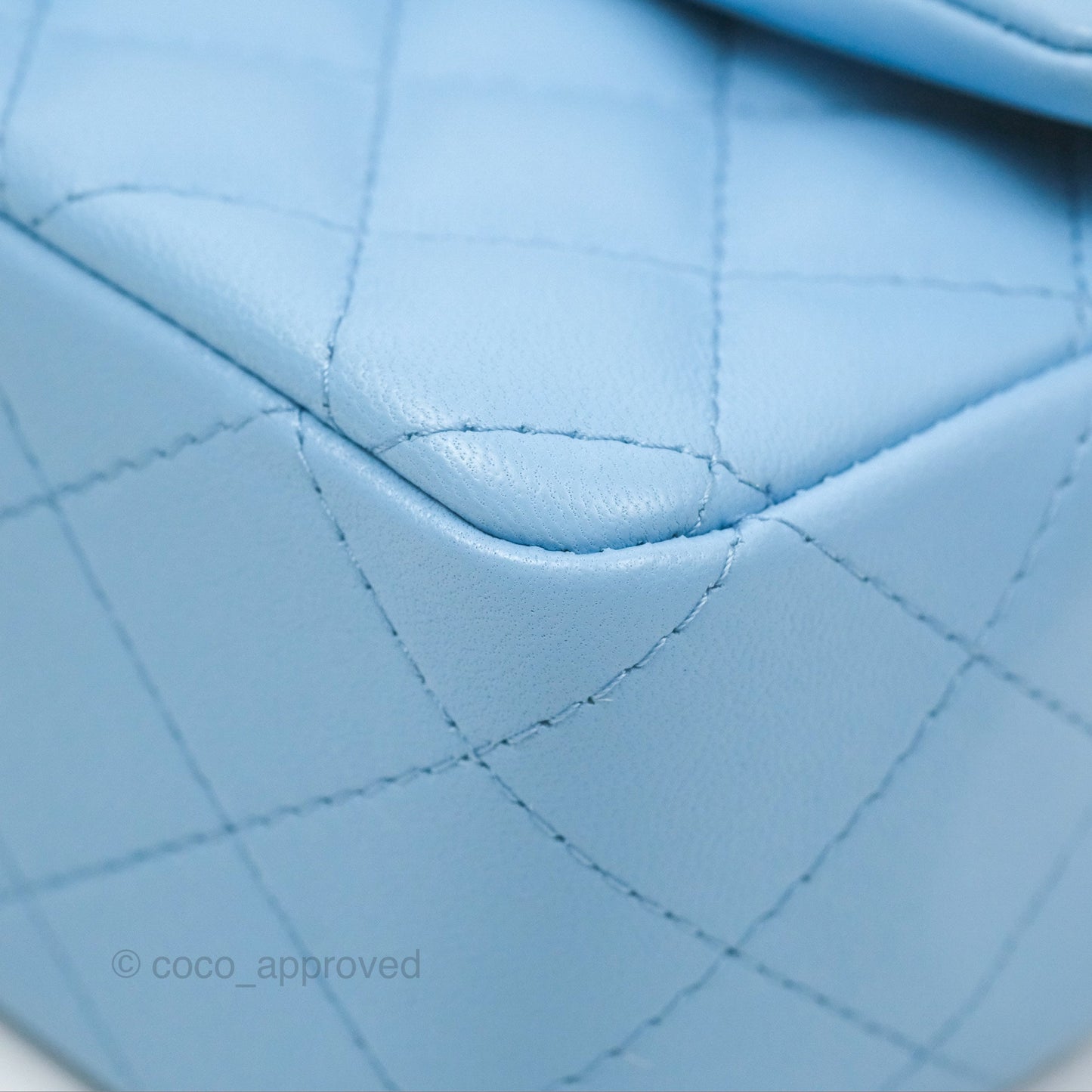 Chanel Quilted Mini Rectangular Flap Light Blue Lambskin Gold Hardware
