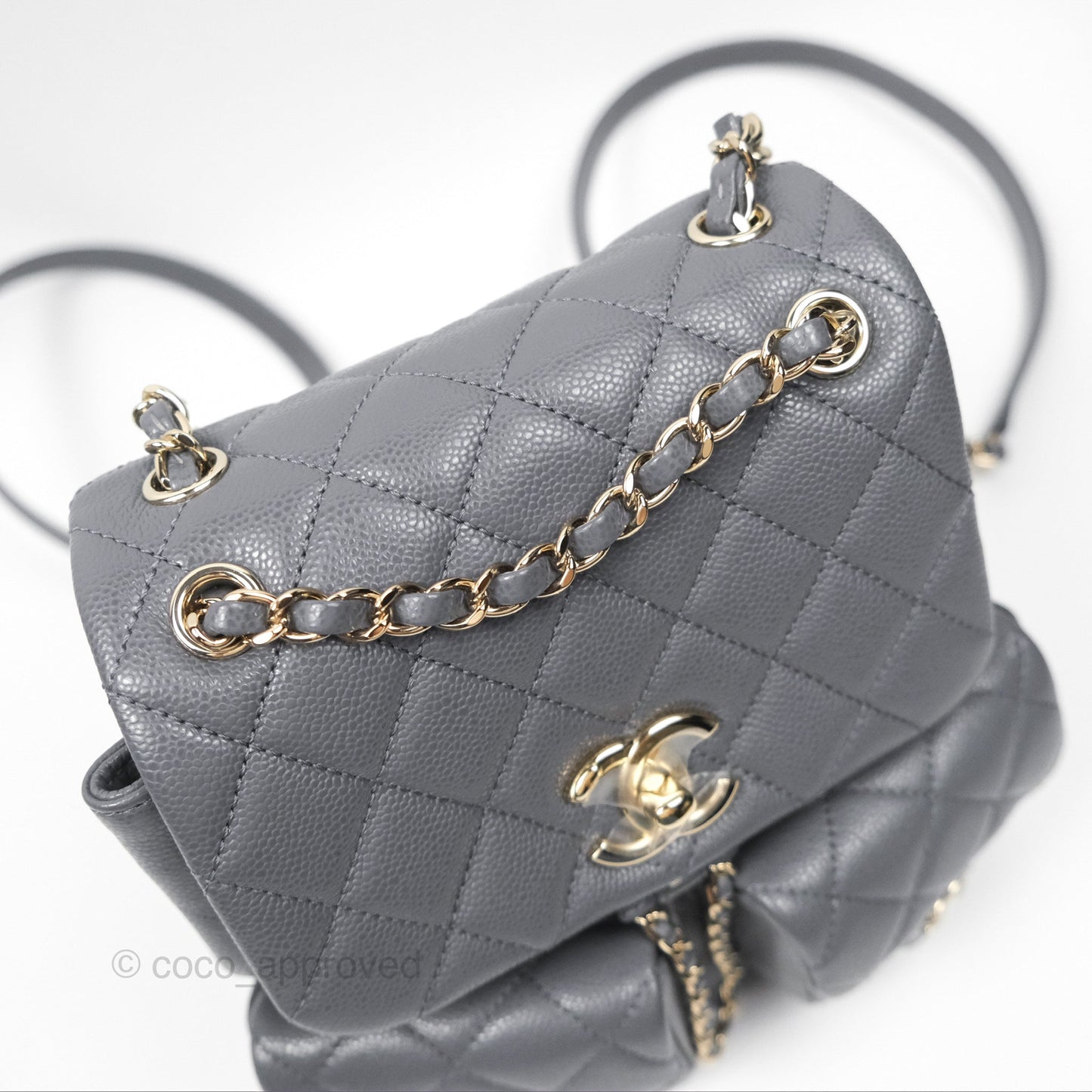 Chanel Duma Backpack Medium Grey Caviar Gold Hardware