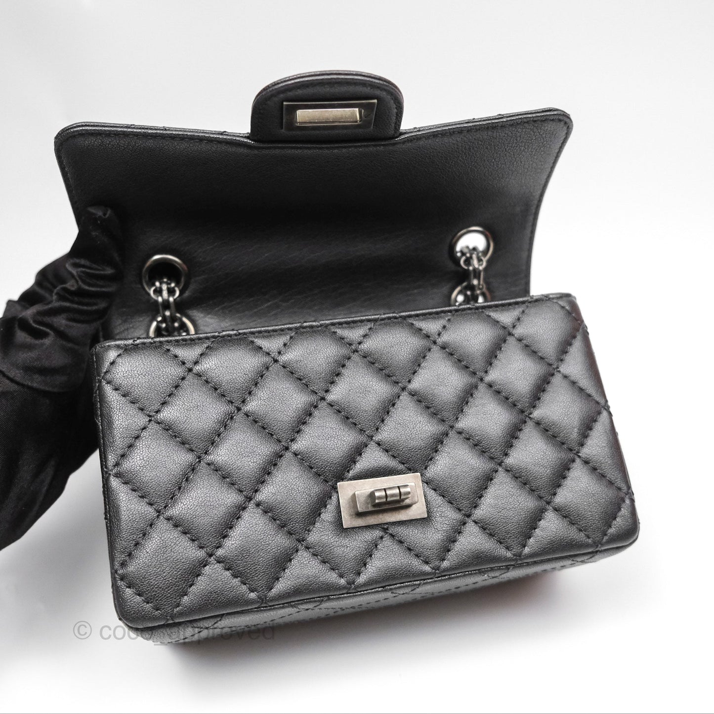Chanel Mini Reissue 224 Dark Grey Grained Calfskin Ruthenium Hardware