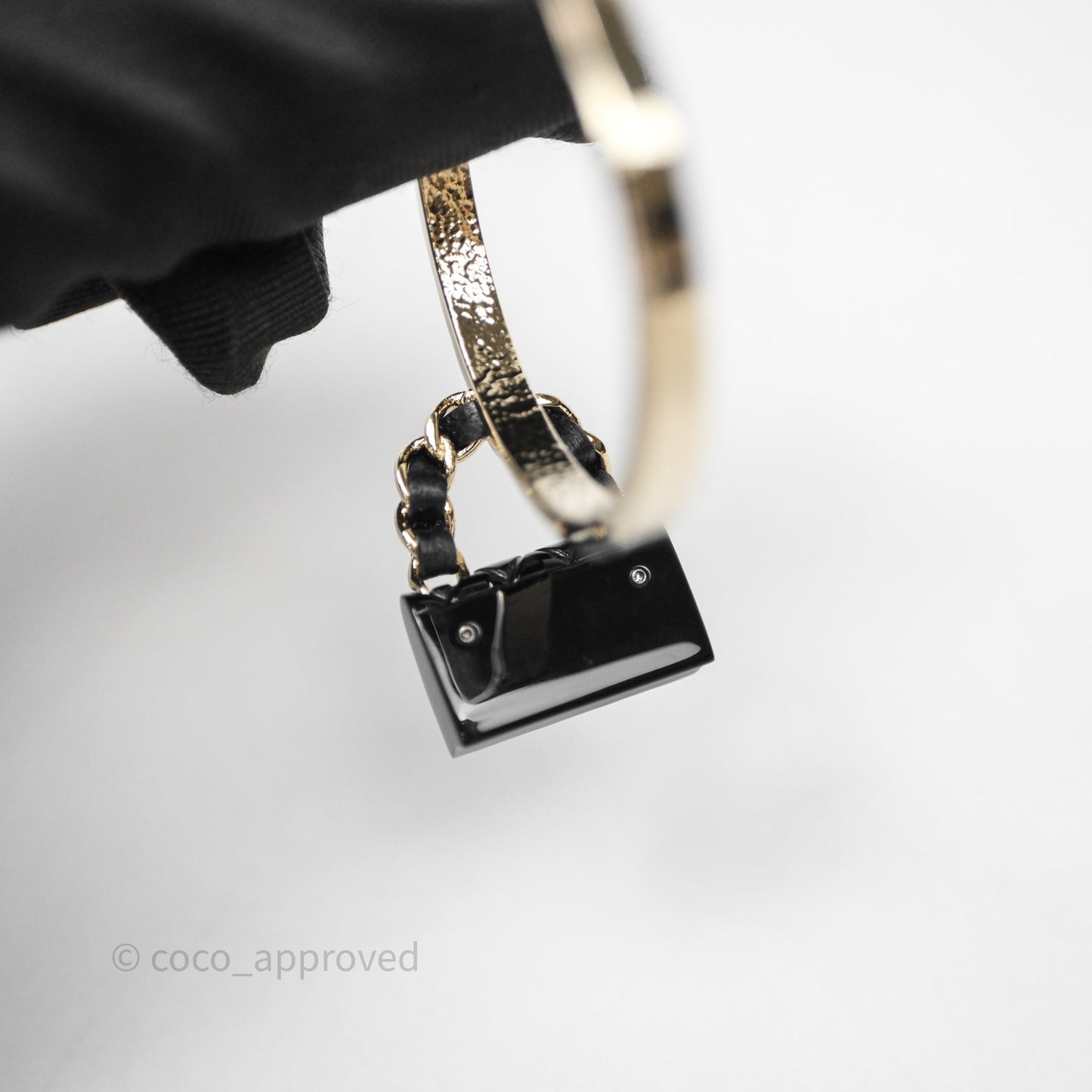 Chanel Turnlock Black Flap Bag Dangle Hoop Earrings