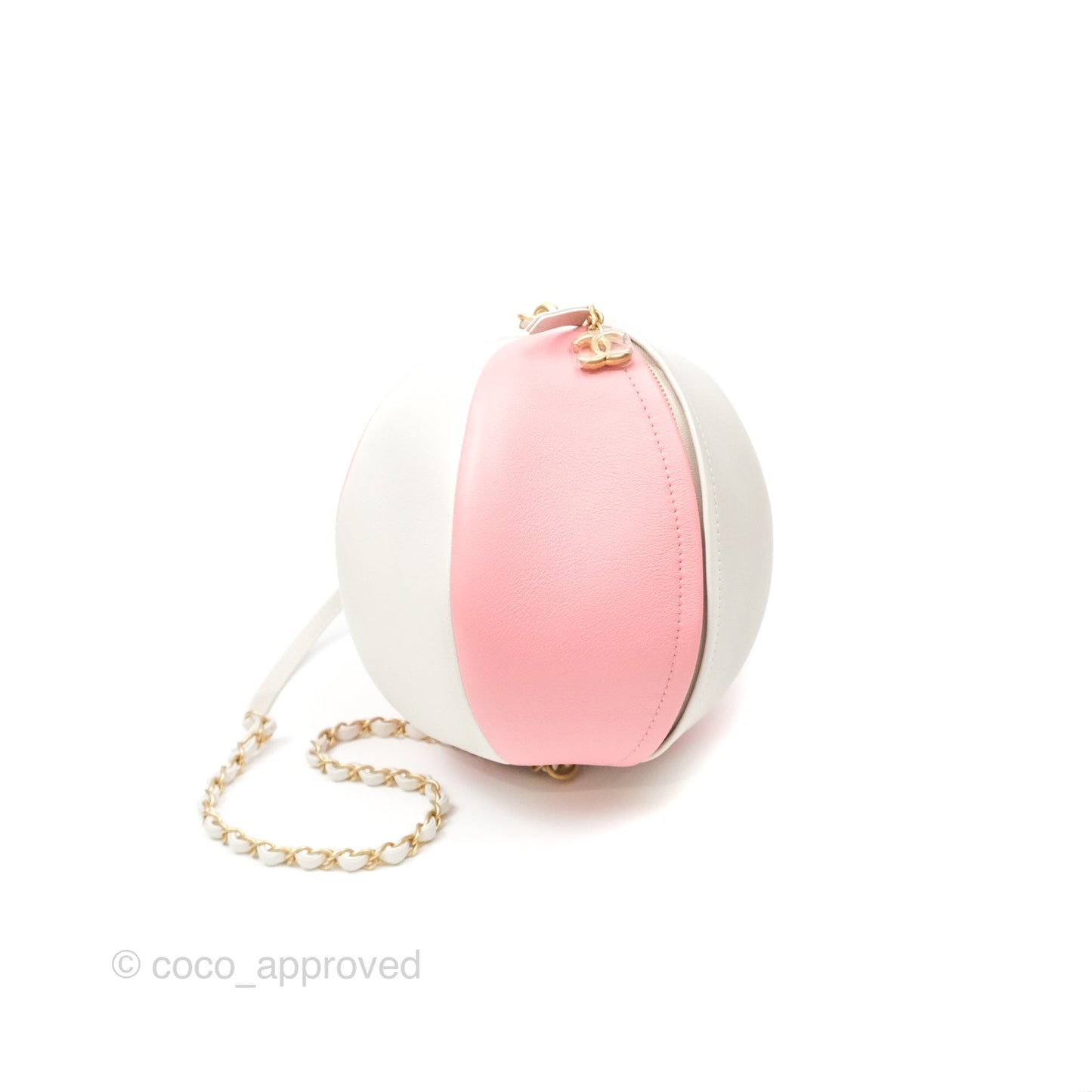 Chanel Coco Beach Ball Pink White Calfskin Gold Hardware